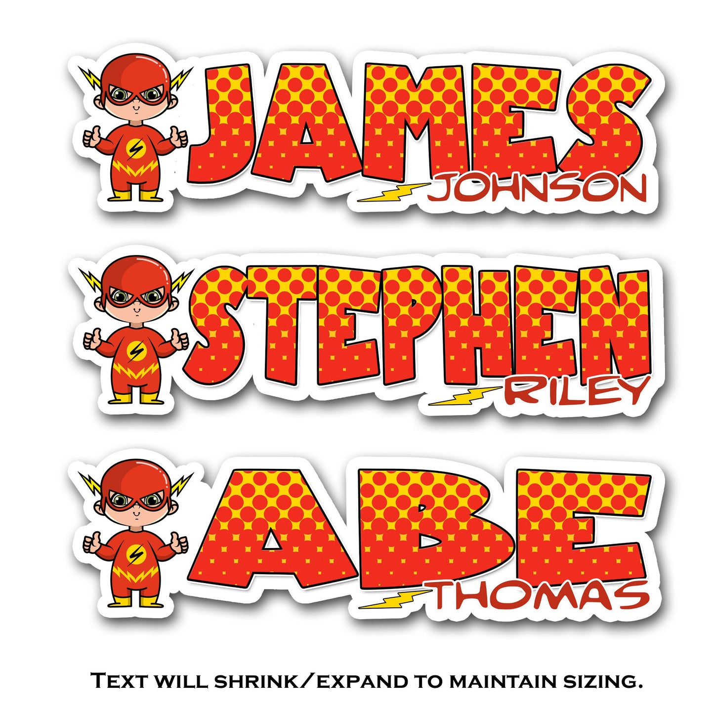 Speedster Superhero Custom Name Sticker, First Last Name Label, Personalized Aesthetic Waterproof Sticker, Daycare Camp School Supply Labels