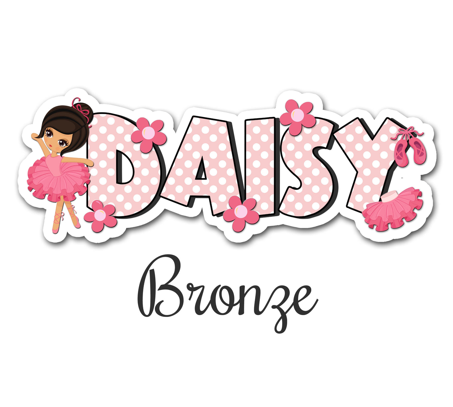 Pink Ballerina Name Sticker, Choose Your Dancer, Custom Text Sticker, Ballet Personalized Sticker, Cute Girl Dance Name Label, Tutu Sticker