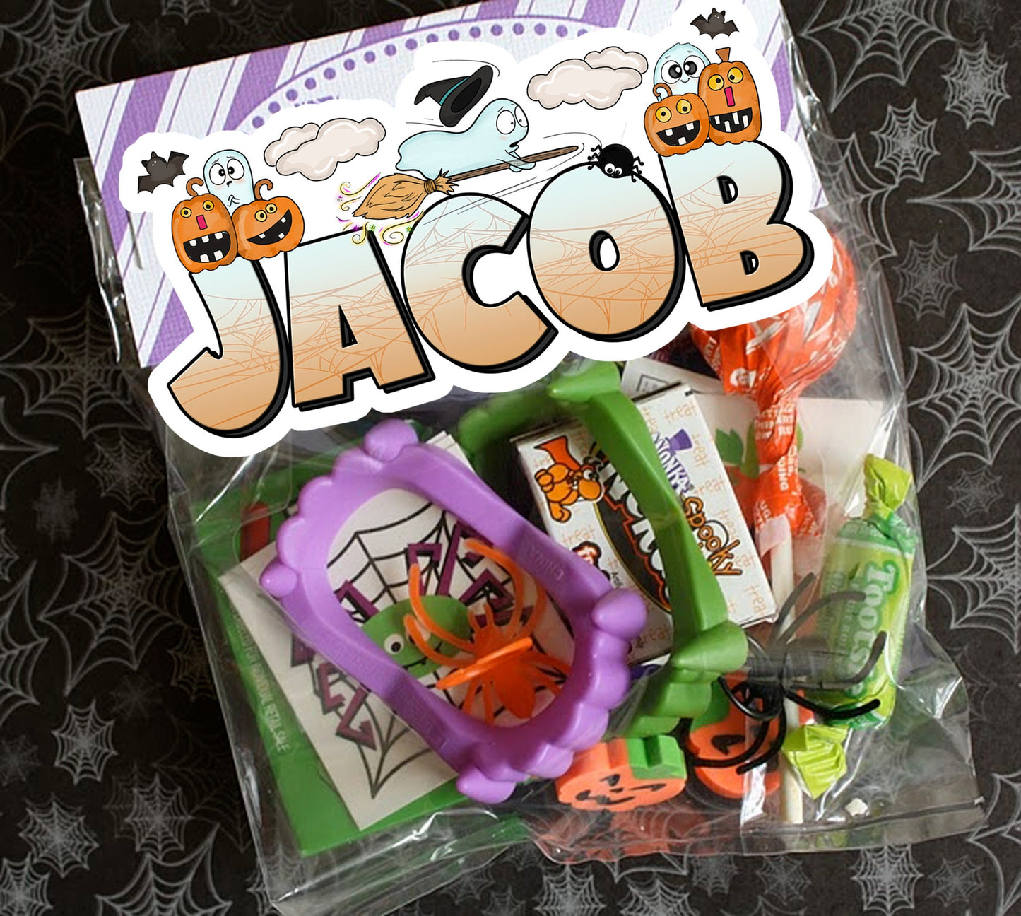 Custom Halloween Name Sticker, Cute Ghosts Decal, Spooky Spirit Label,  Candy Bucket Decor,  Creepy Treat Bag Sticker, Party Favor Decal