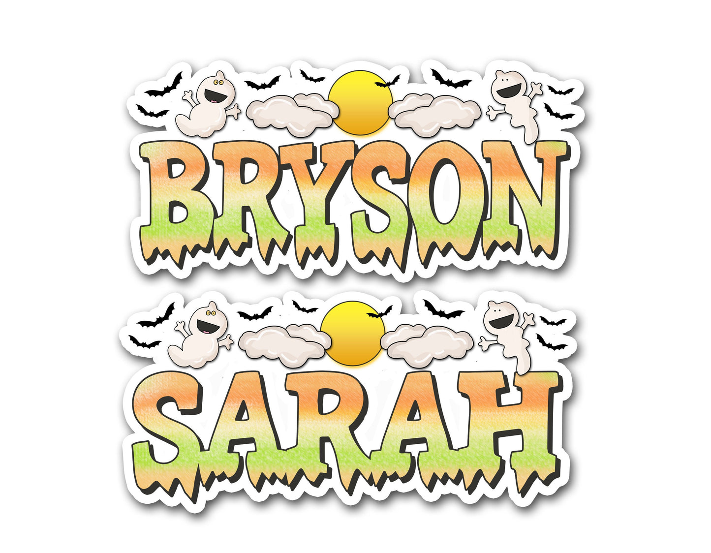 Halloween Name Sticker, Custom Text Sticker, Ghosts Ghouls Personalized Sticker, October Sticker, Cool Stickers, Treat Bag Name Label