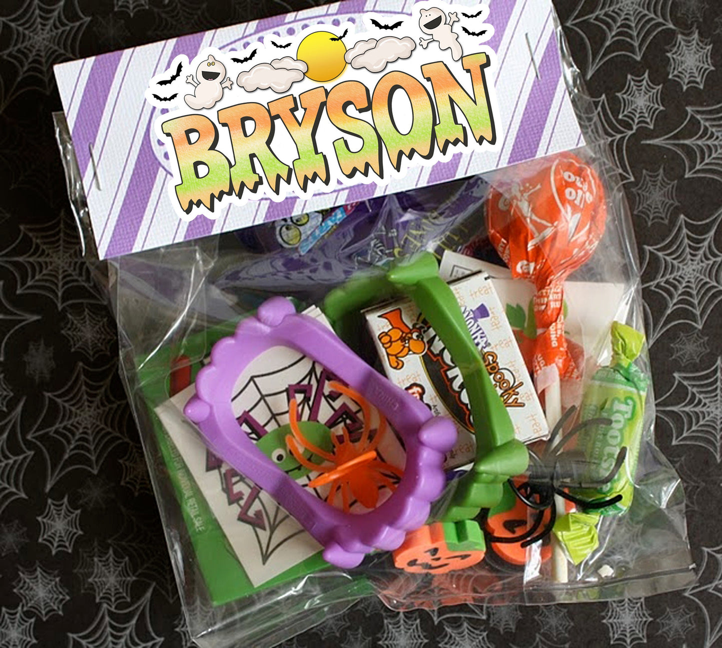 Halloween Name Sticker, Custom Text Sticker, Ghosts Ghouls Personalized Sticker, October Sticker, Cool Stickers, Treat Bag Name Label