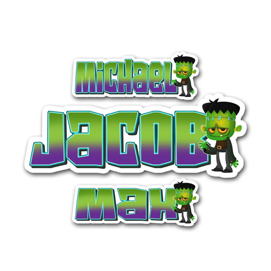 Halloween Name Sticker, Custom Text Sticker, Classic Monsters Personalized Aesthetic Sticker, Cool Stickers,  Boo Box Treat Bag Label