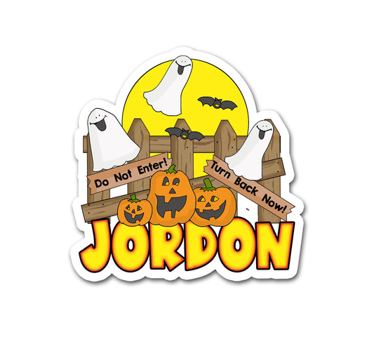 Halloween Custom Name Sticker, Custom Text Sticker, Goofy Ghosts Water Bottle Decal, Pumpkin Patch Name Label, Autumn Treat or Treat Sticker