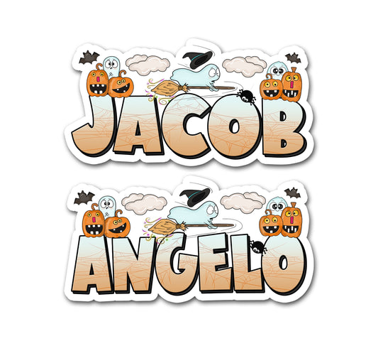 Custom Halloween Name Sticker, Cute Ghosts Decal, Spooky Spirit Label,  Candy Bucket Decor,  Creepy Treat Bag Sticker, Party Favor Decal