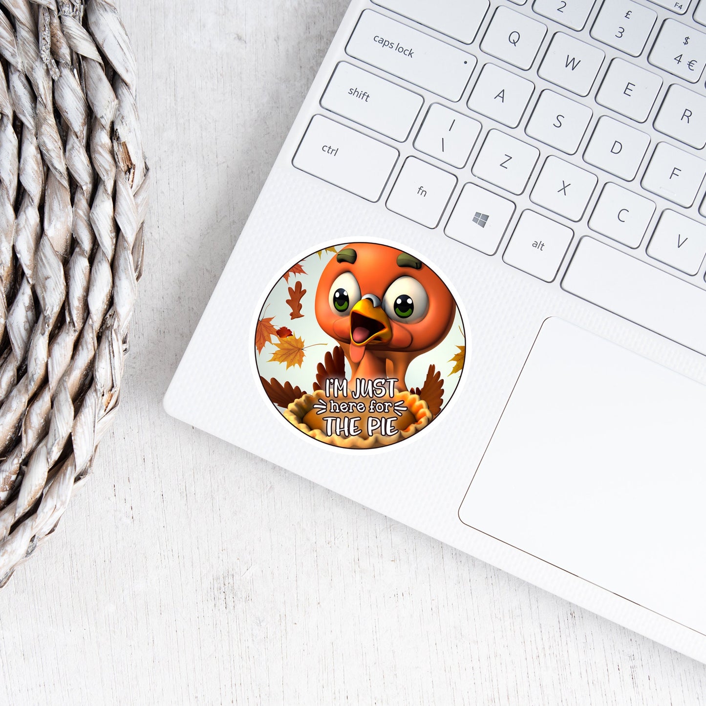 Thanksgiving Sticker, Cute Turkey Water Bottle Sticker, Pumpkin Pie Sticker for Laptop, Decals, Here for the Pie November Holiday Sticker