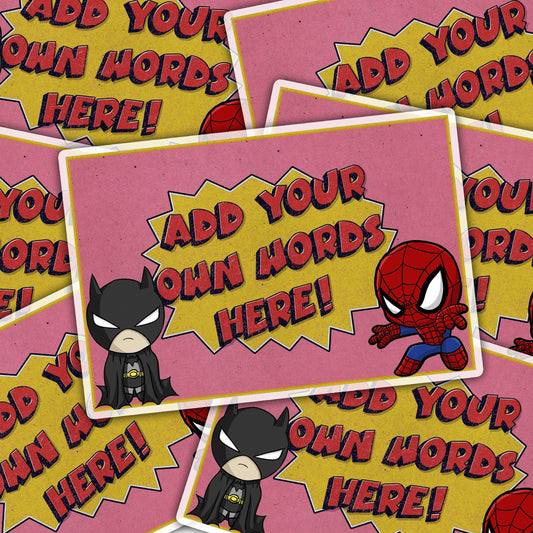 Customizable Comic Theme Sticker, Add Your Own Text Superhero Decal, Personalized Oldstyle Comic Book Waterproof Sticker, Water Bottle Label