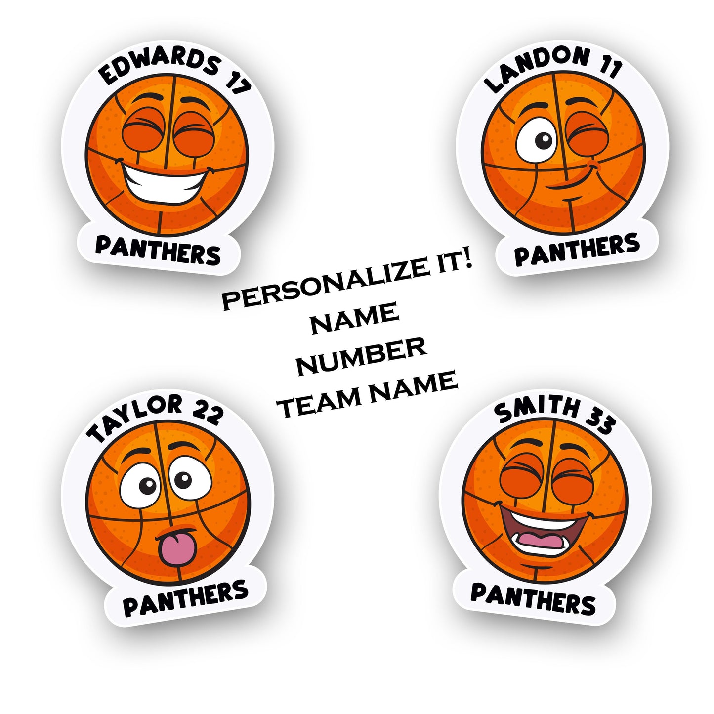 Cute Basketball Team Stickers, Personalized Sports Waterproof Decal, Funny Custom BBall Name Labels, Cool Game Day Jersey Number Stickers