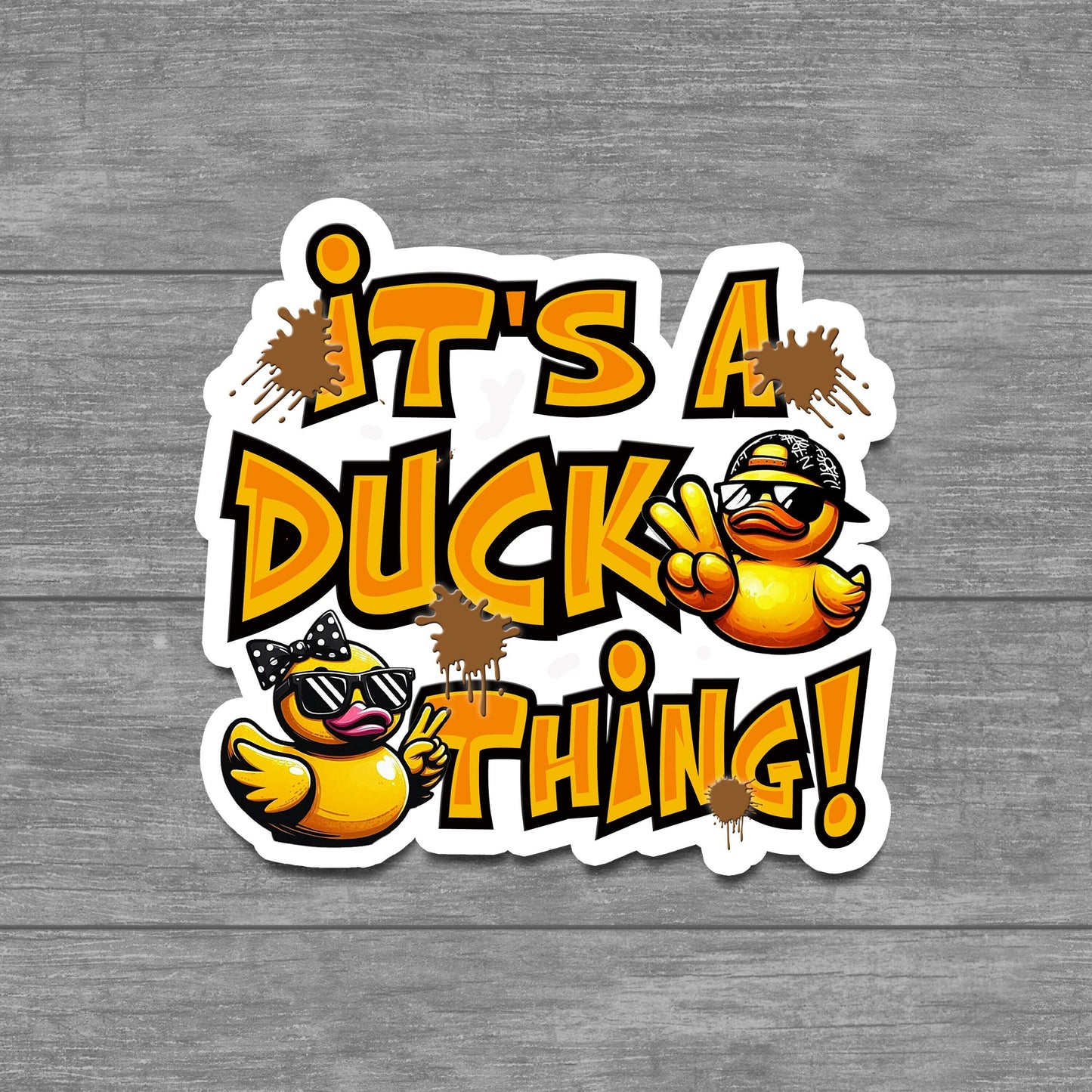 Funny Stickers for Ducking Game, Rubber Duck Peace Sign Wave, Off-Road 4x4 Muddin Fun, Leave a Duck, ATV Sticker