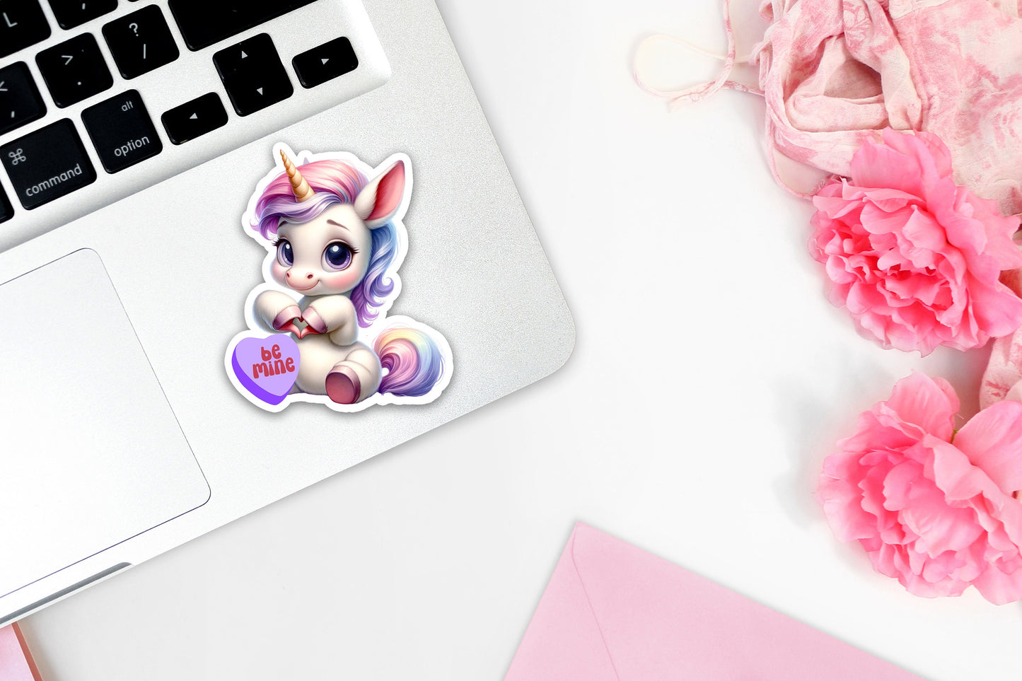 Cute Valentine Sticker, Sweetheart Animal Sticker, Personalized Sticker, Custom Text Sticker, Unicorn, Heart Candy Message Love Sticker