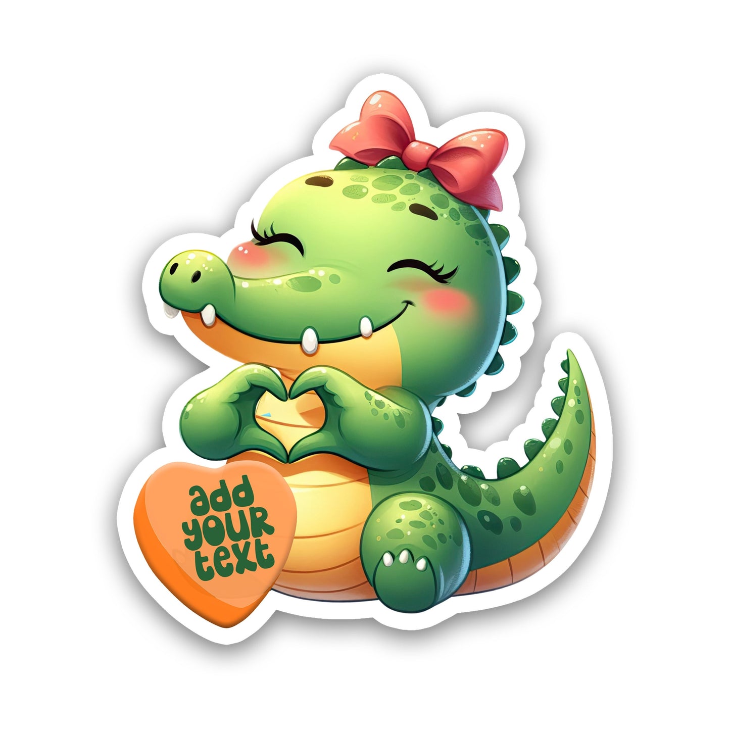 Cute Valentine Sticker, Sweetheart Baby Dragon Sticker, Personalized Sticker, Custom Text Sticker, Fantasy Heart Candy Message Love Sticker