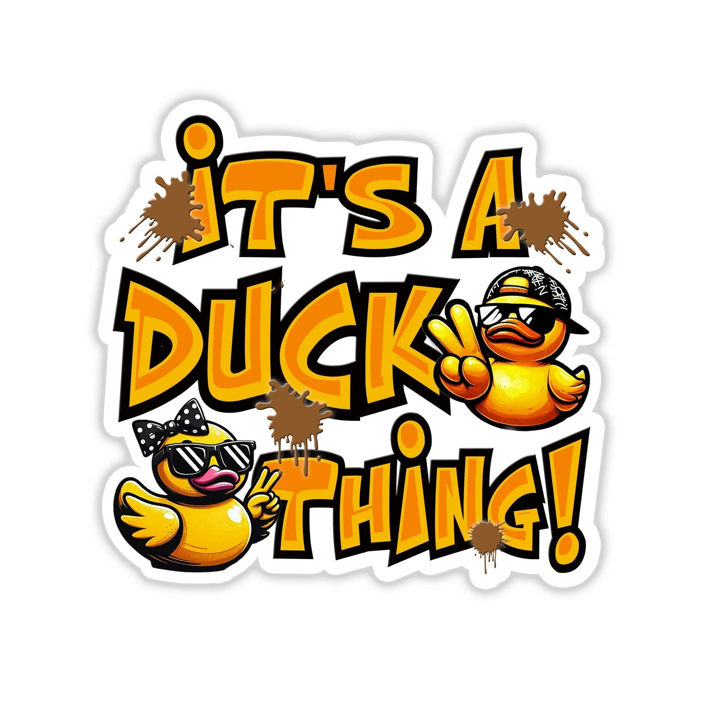 Funny Stickers for Ducking Game, Rubber Duck Peace Sign Wave, Off-Road 4x4 Muddin Fun, Leave a Duck, ATV Sticker