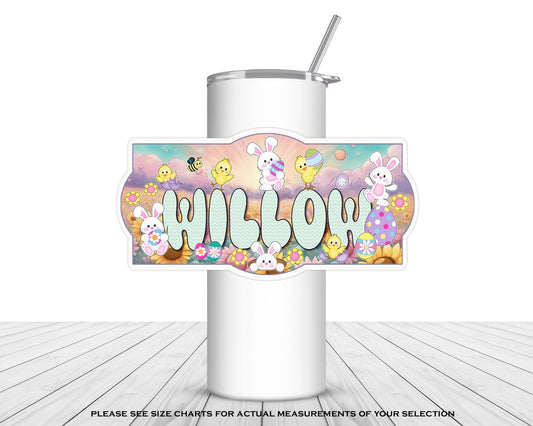 Cute Custom Easter Sticker: Personalized Name Tag for Gifts, Holiday Parties & More - Decorations for Pails, Tumblers, and Water Bottles!