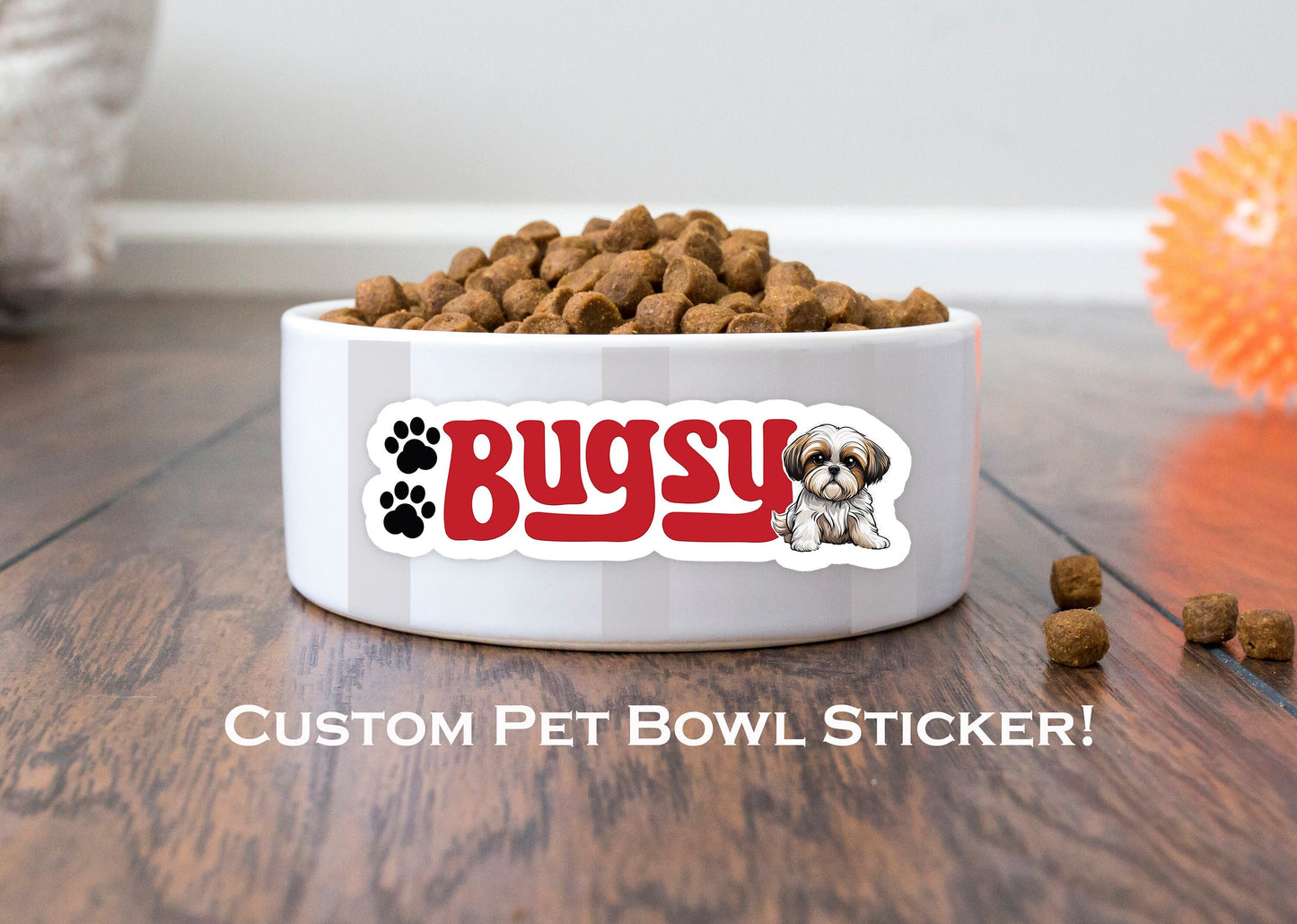 Custom Pet Stickers Popular Breeds, Perfect for Dog Bowls, Feeding stations, Kennles and more! Personalized Waterproof Doggie Name Label