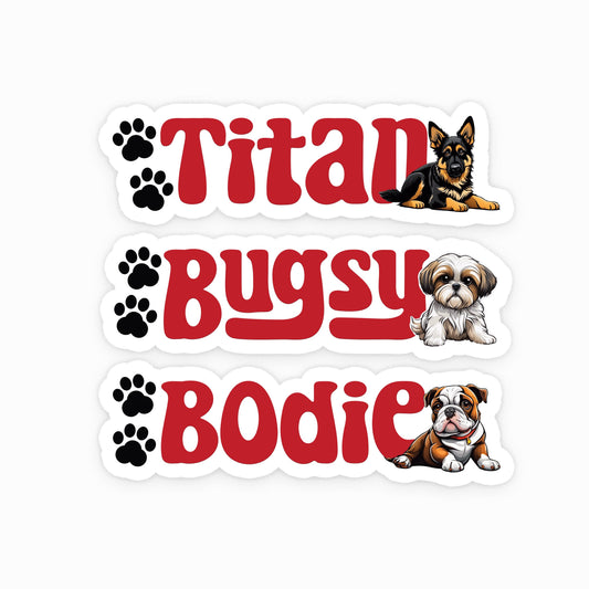 Custom Pet Stickers Popular Breeds, Perfect for Dog Bowls, Feeding stations, Kennles and more! Personalized Waterproof Doggie Name Label