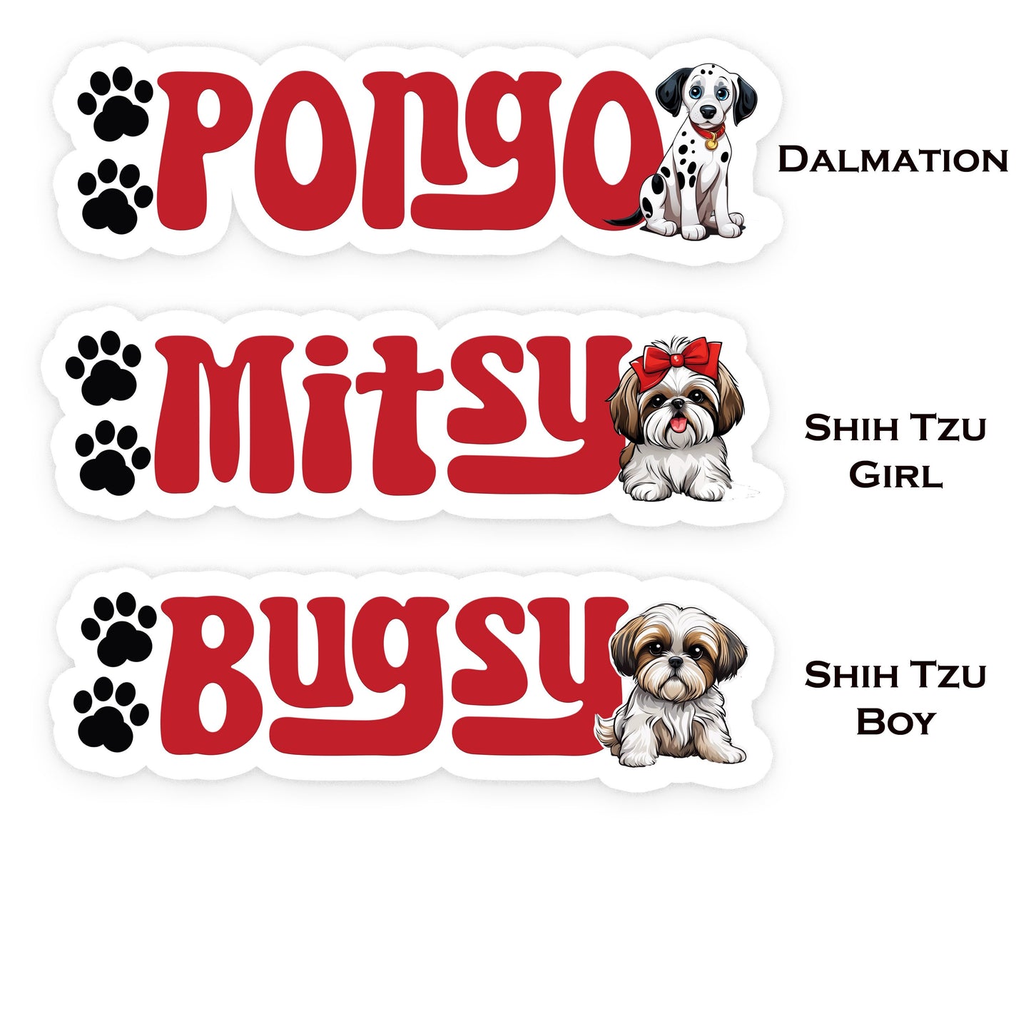 Custom Pet Stickers Popular Breeds, Perfect for Dog Bowls, Feeding stations, Kennles and more! Personalized Waterproof Doggie Name Label