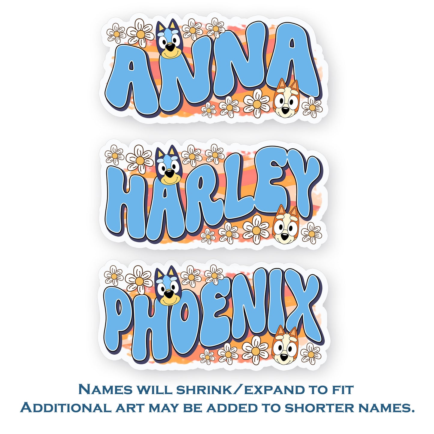 Blue Dog Custom Name Sticker, Personalized Waterproof Decals for Kids, School Labels, Tumblers, Laptops, Water Bottles