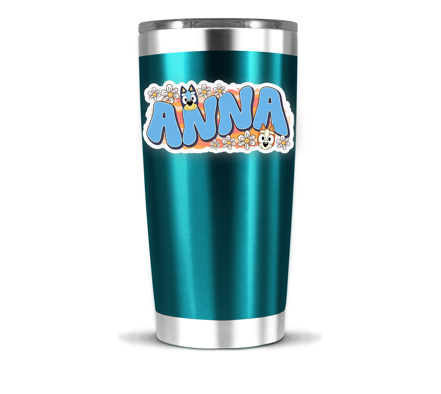 Blue Dog Custom Name Sticker, Personalized Waterproof Decals for Kids, School Labels, Tumblers, Laptops, Water Bottles