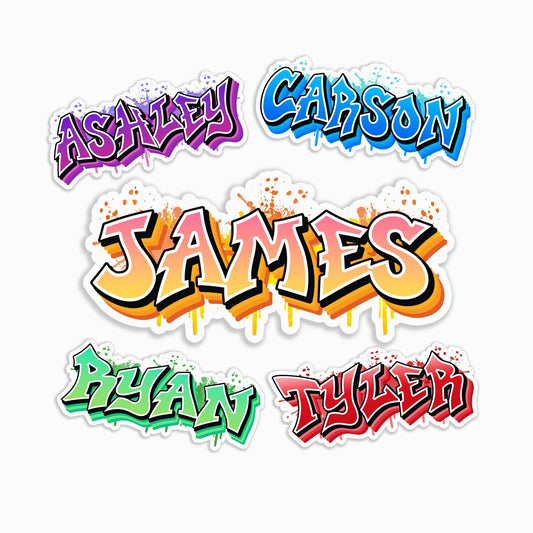 Graffiti Style Custom Name Sticker Personalized Waterproof Vinyl Decal for Laptops, Tumblers, Water Bottles, Party & School Supplies