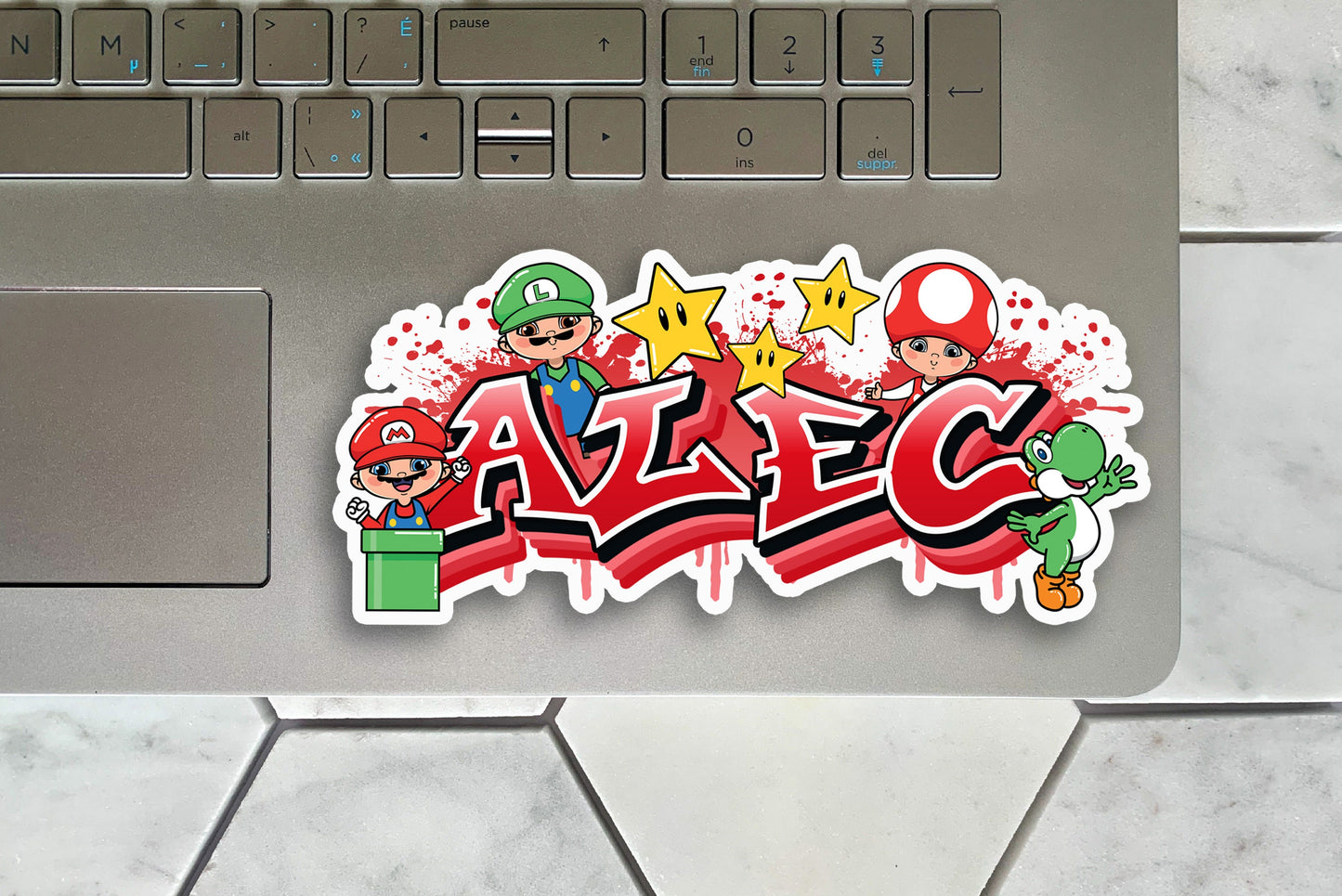 Video Game Custom Name Sticker, Custom Text Sticker, Personalized Music Waterproof Sticker, Sticker for Laptop, Cool 80s Name Label