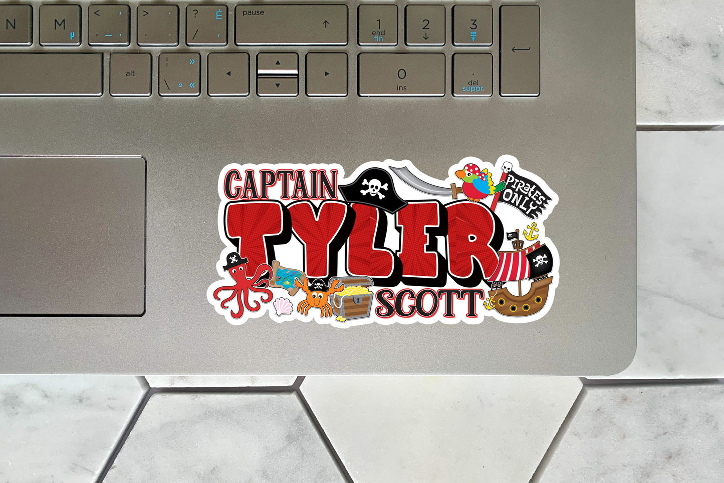 Pirate Custom Name Sticker, Pirates Only Water Bottle Sticker, Personalized Waterproof Sticker, Back to School Label, Cool Stickers for Kids