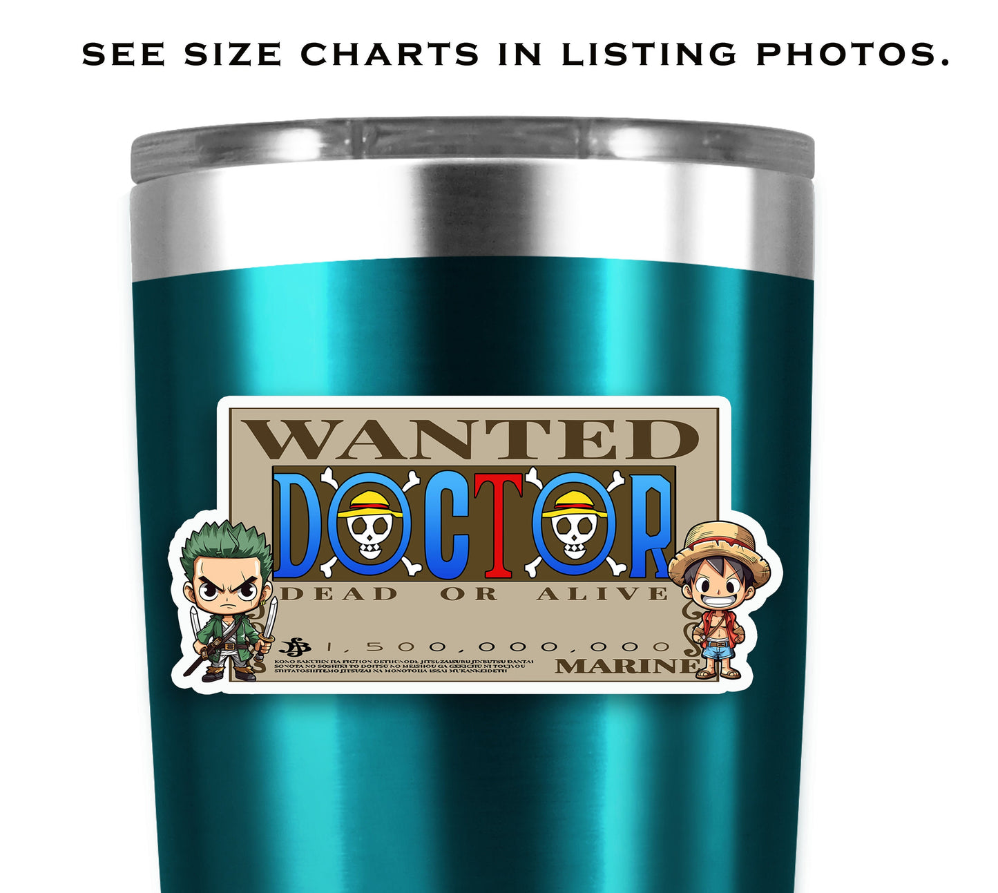 Anime Pirate Custom Name Sticker, Water Bottle Sticker, Personalized Bounty Sticker, Fan Art Sticker for Laptop, Wanted Poster Name Label