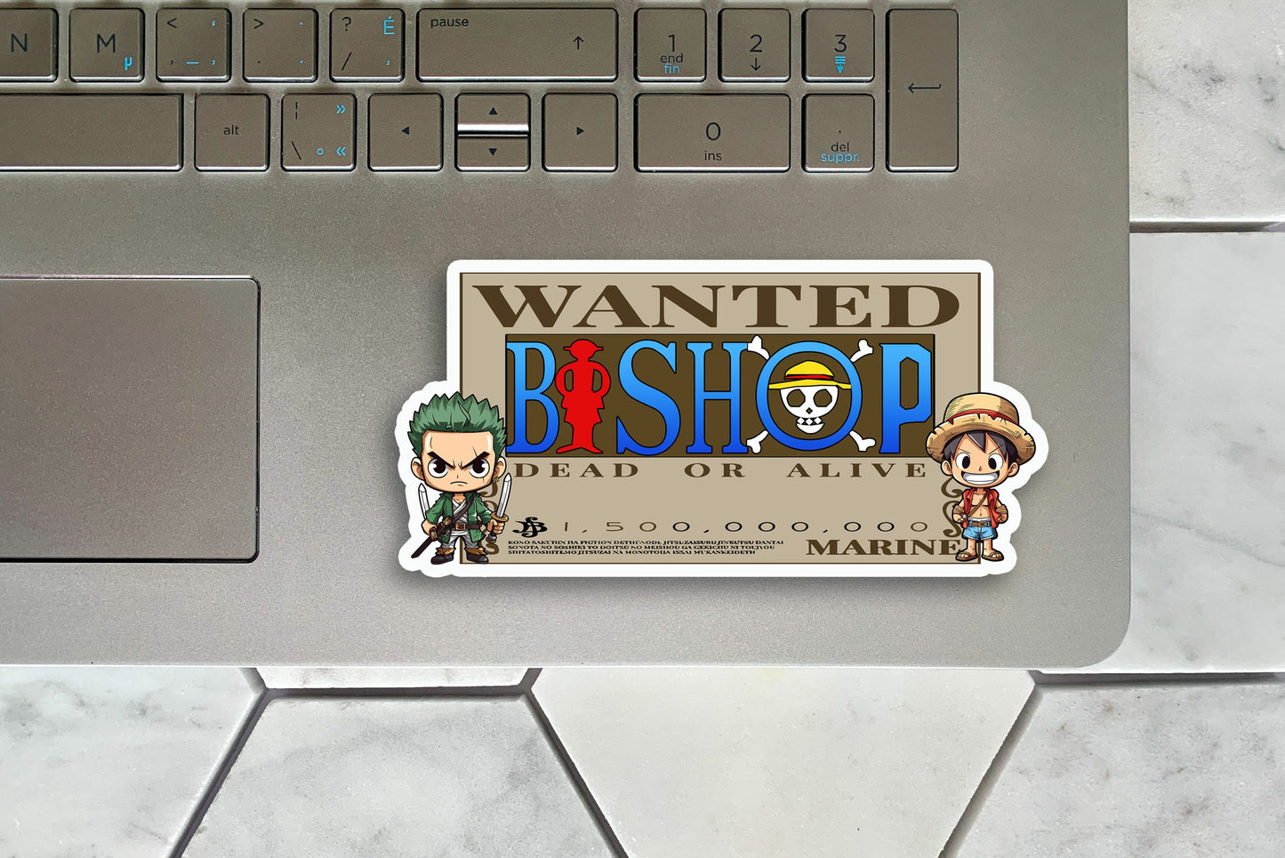 Anime Pirate Custom Name Sticker, Water Bottle Sticker, Personalized Bounty Sticker, Fan Art Sticker for Laptop, Wanted Poster Name Label