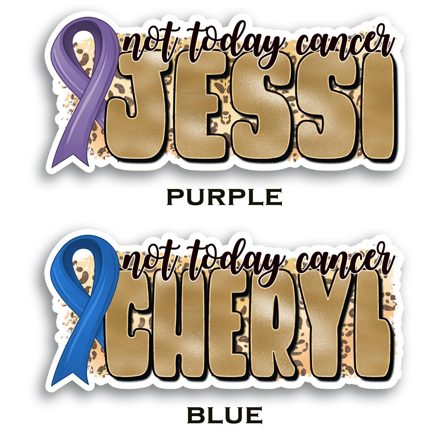 Custom Name Cancer Awareness Ribbon Sticker | Personalized Decal | Interchangeable Colors | Support Cause | Water Bottle | Not Today