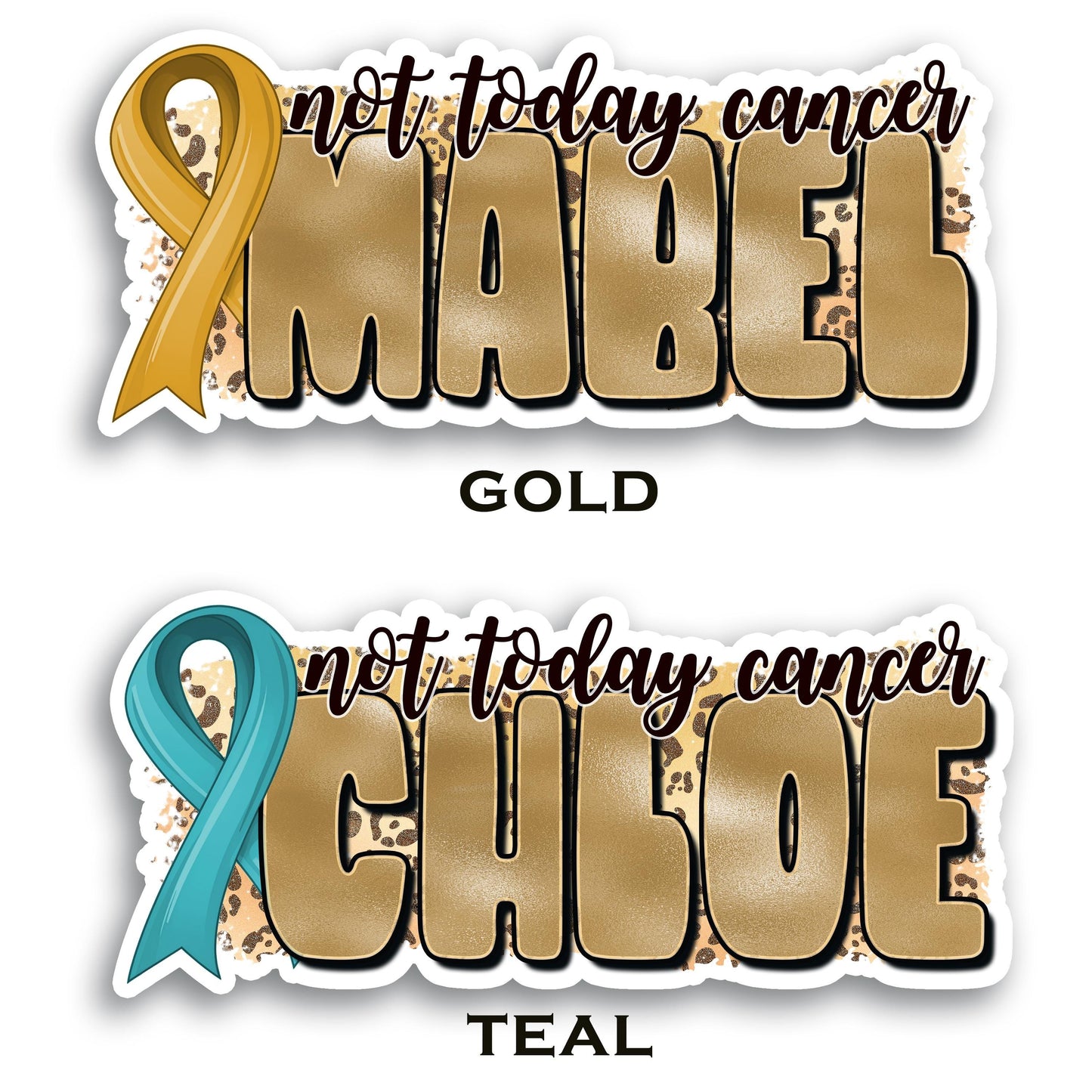 Custom Name Cancer Awareness Ribbon Sticker | Personalized Decal | Interchangeable Colors | Support Cause | Water Bottle | Not Today