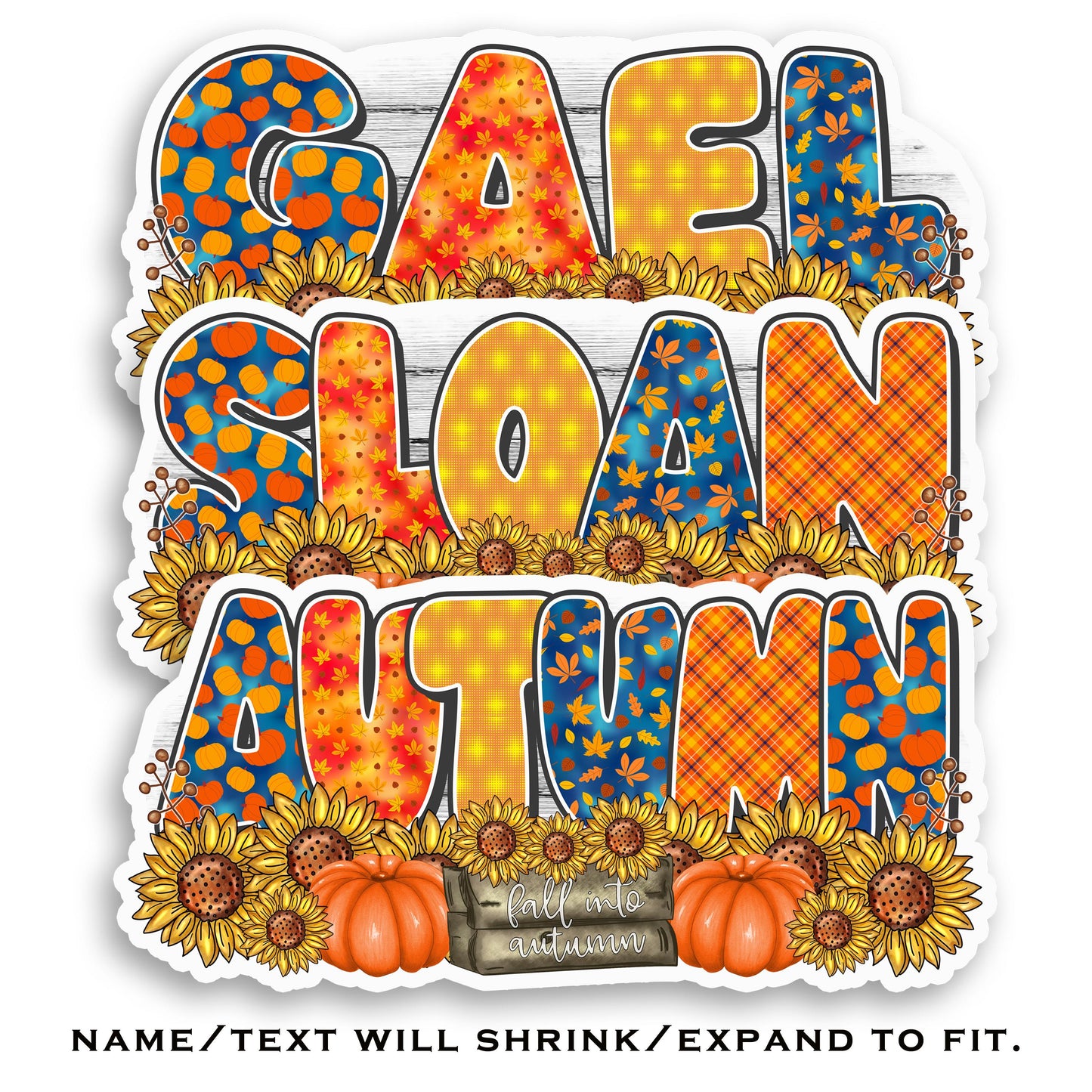 Custom Name Sticker, Autumn Harvest, Fall Thanksgiving, Water Bottle Decal, Decorative Vinyl Label, Waterproof Aesthetic, Personalized Gift