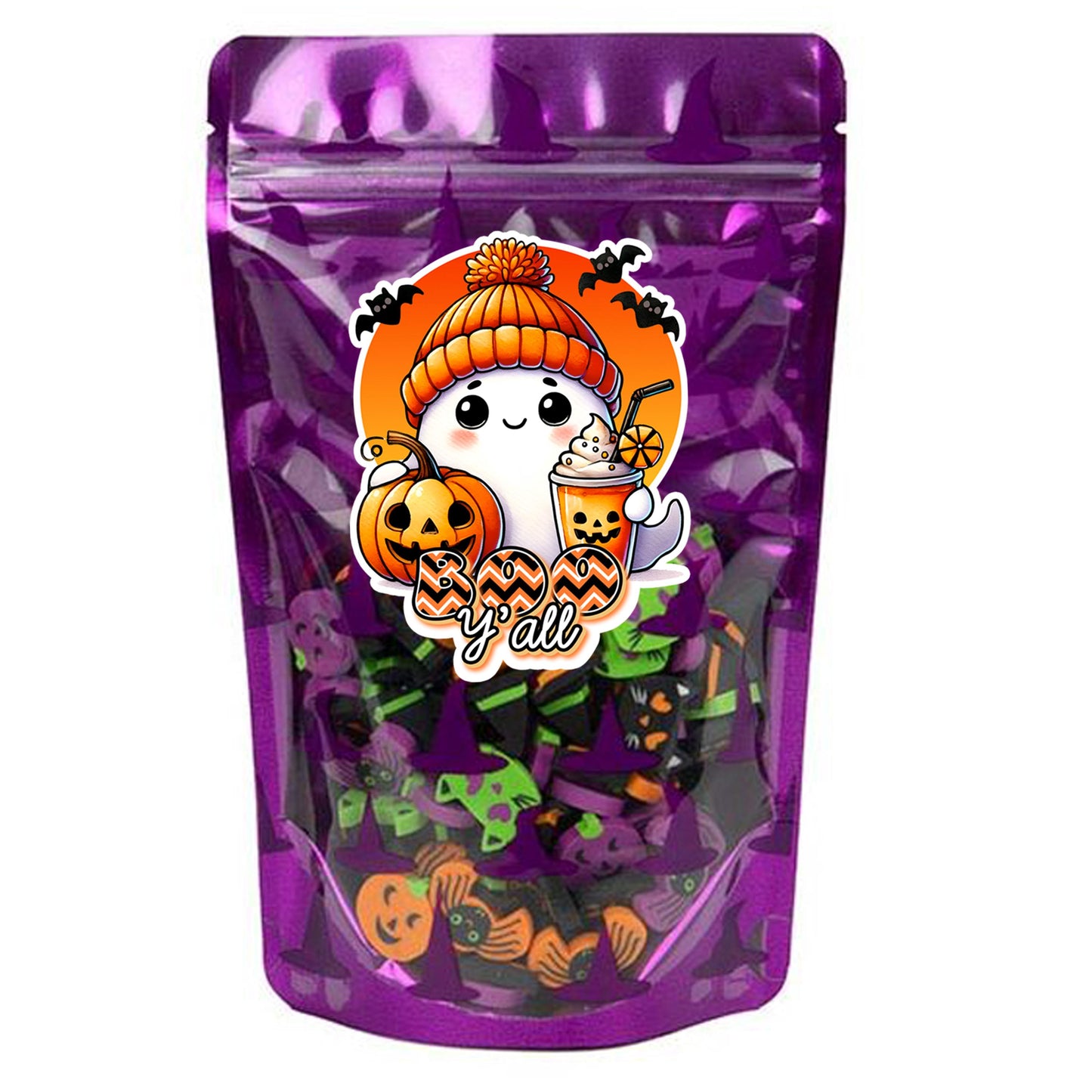 Fall Ghost Stickers, Cute Boo Decal, Pumpkin Spice Bats, Boo Y&#39;all Design, Waterproof Label, Treat Bag, Halloween Bucket Decoration