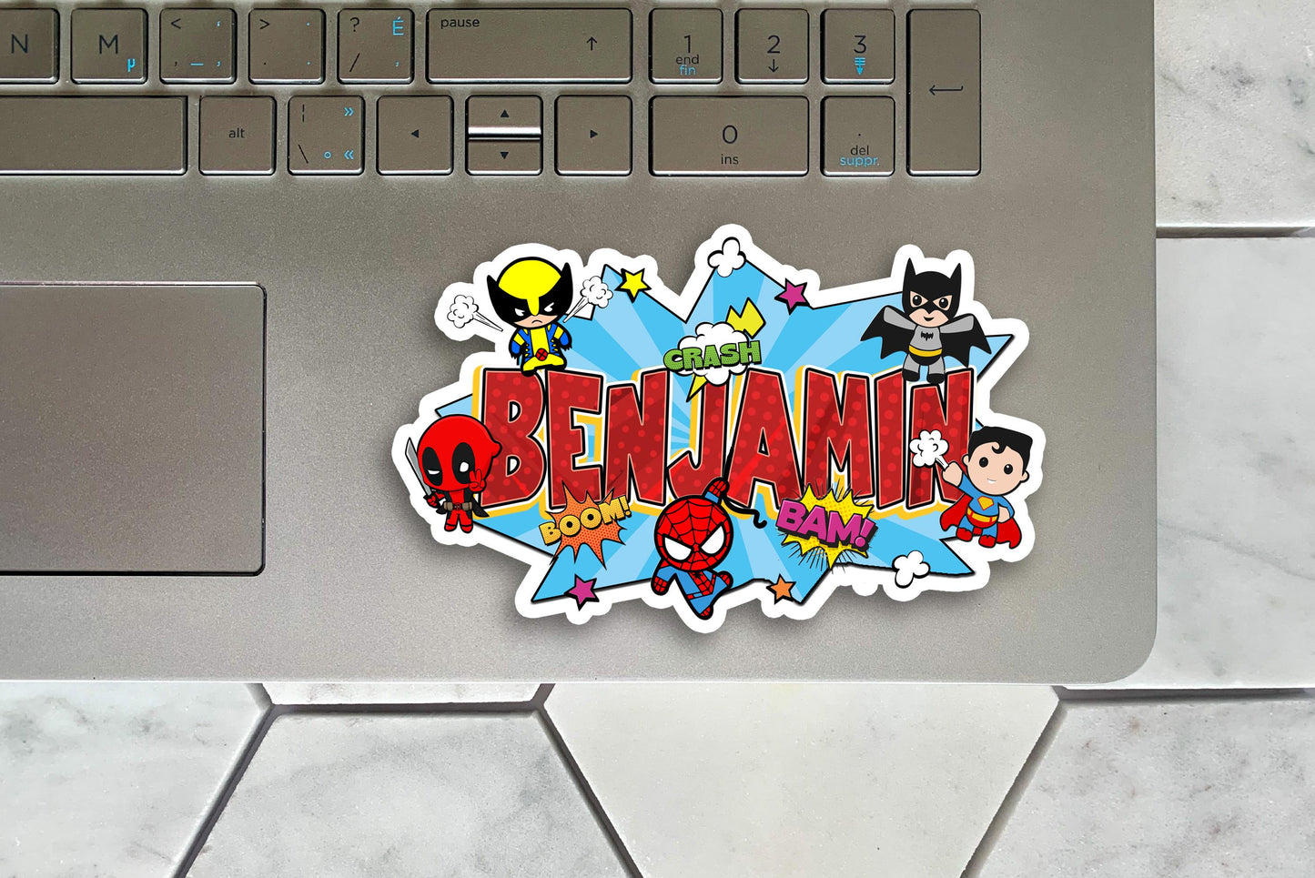 Personalized Superhero Name Stickers Custom Comic Style Waterproof Vinyl Labels for Tumblers Laptops Water Bottles Gifts