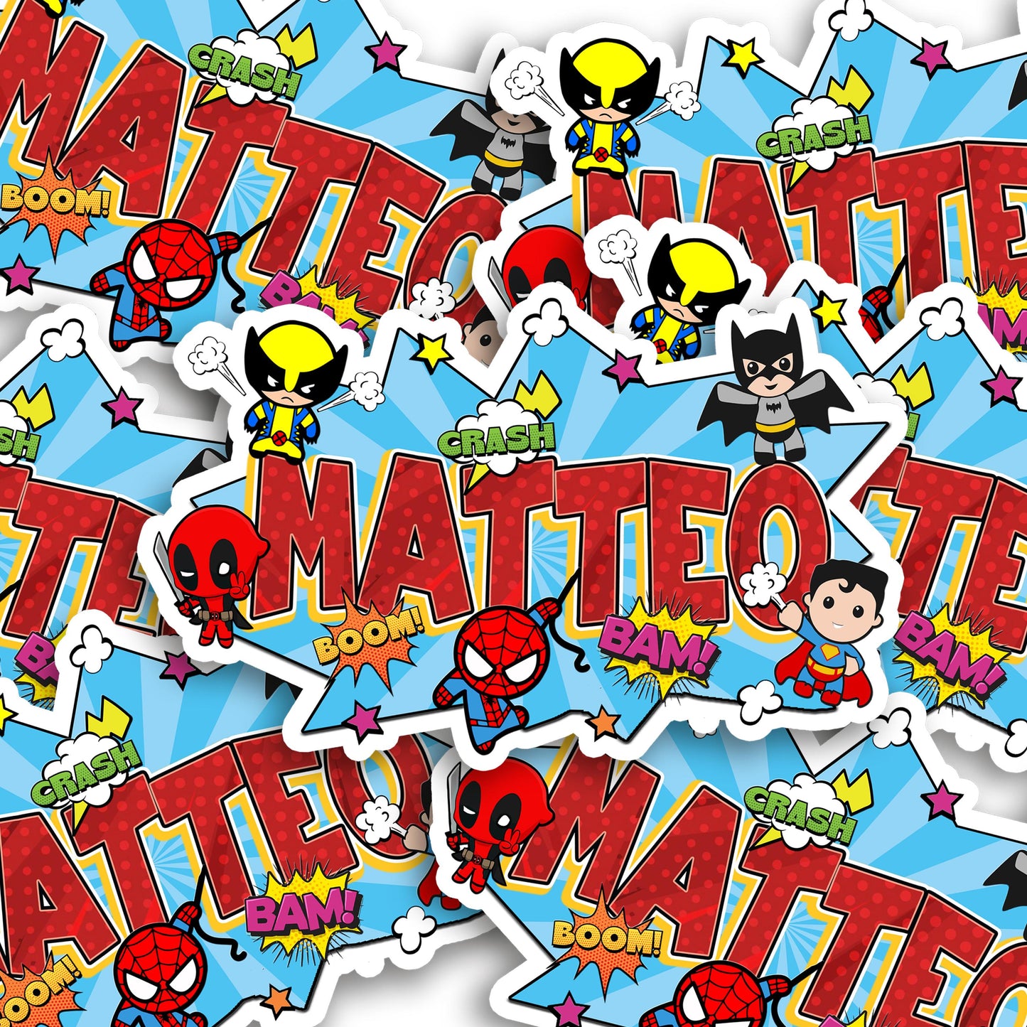 Personalized Superhero Name Stickers Custom Comic Style Waterproof Vinyl Labels for Tumblers Laptops Water Bottles Gifts