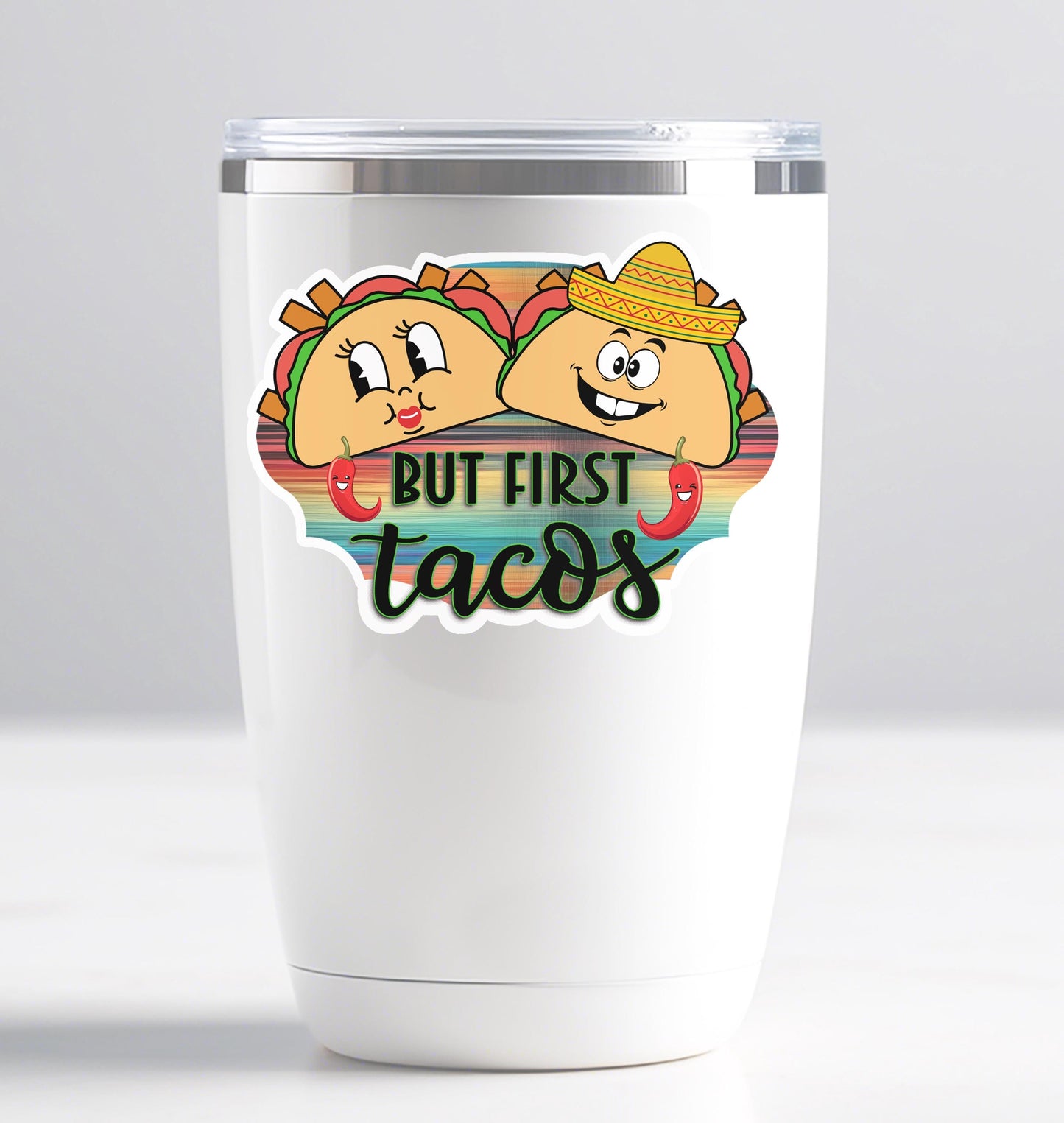 Funny Water Bottle Sticker, Taco Tuesday Decal, But First Tacos, Waterproof Label, Taco Party Favor, Cute Food Sticker, Taco Lover Gift