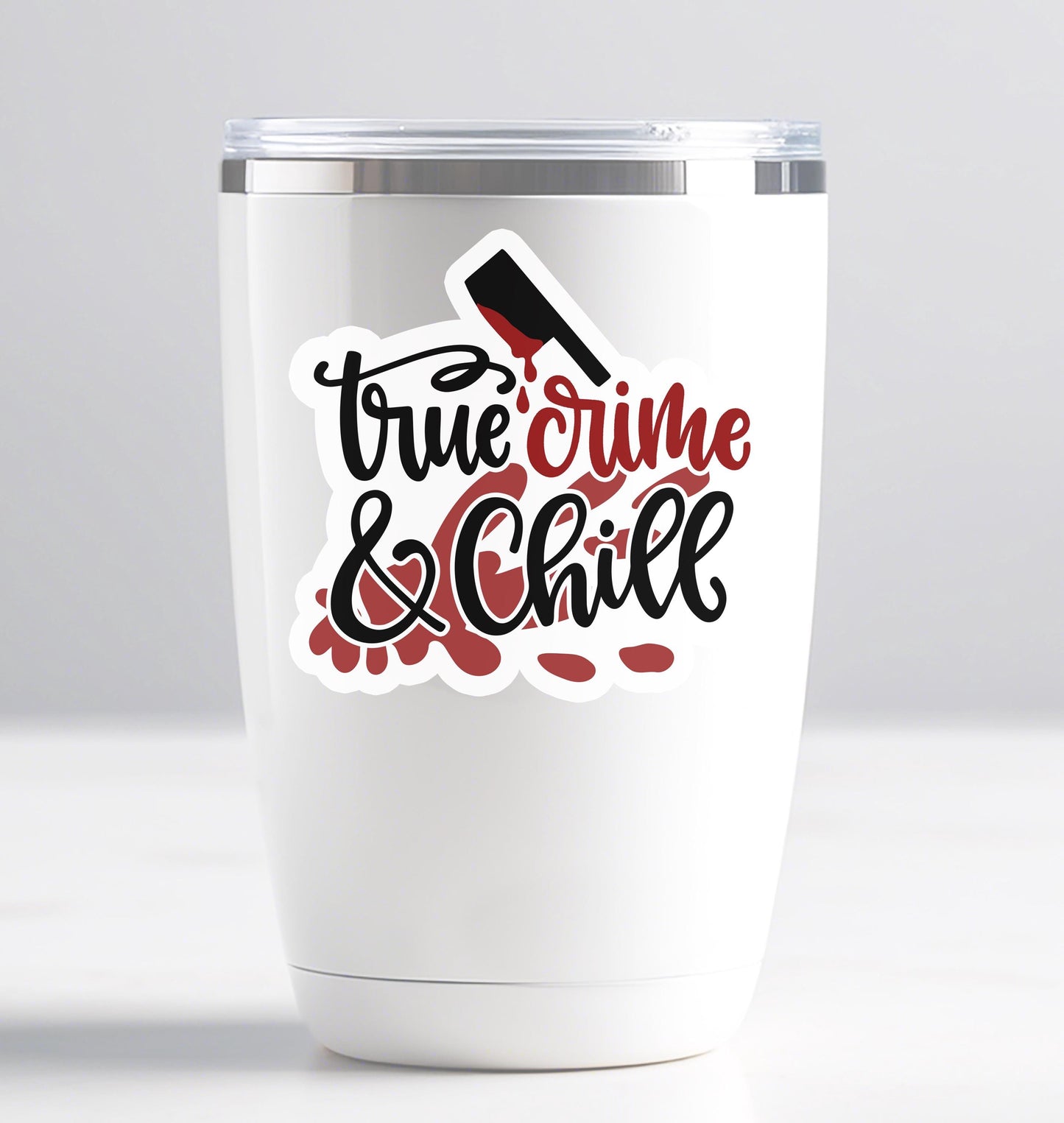 Custom True Crime Name Sticker, True Crime and Chill, Waterproof Aesthetic Decal, Party Favor for Mystery Lover, Vinyl Sticker for Laptop