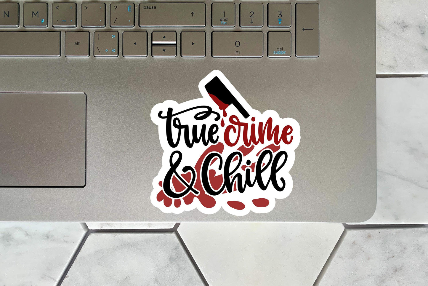 Custom True Crime Name Sticker, True Crime and Chill, Waterproof Aesthetic Decal, Party Favor for Mystery Lover, Vinyl Sticker for Laptop