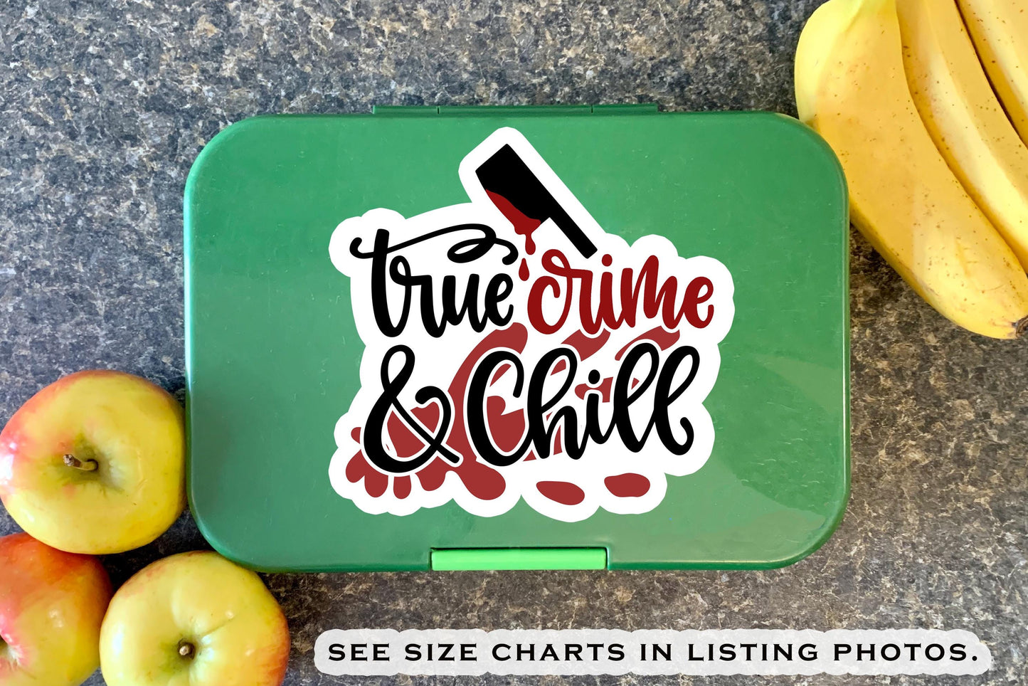 Custom True Crime Name Sticker, True Crime and Chill, Waterproof Aesthetic Decal, Party Favor for Mystery Lover, Vinyl Sticker for Laptop