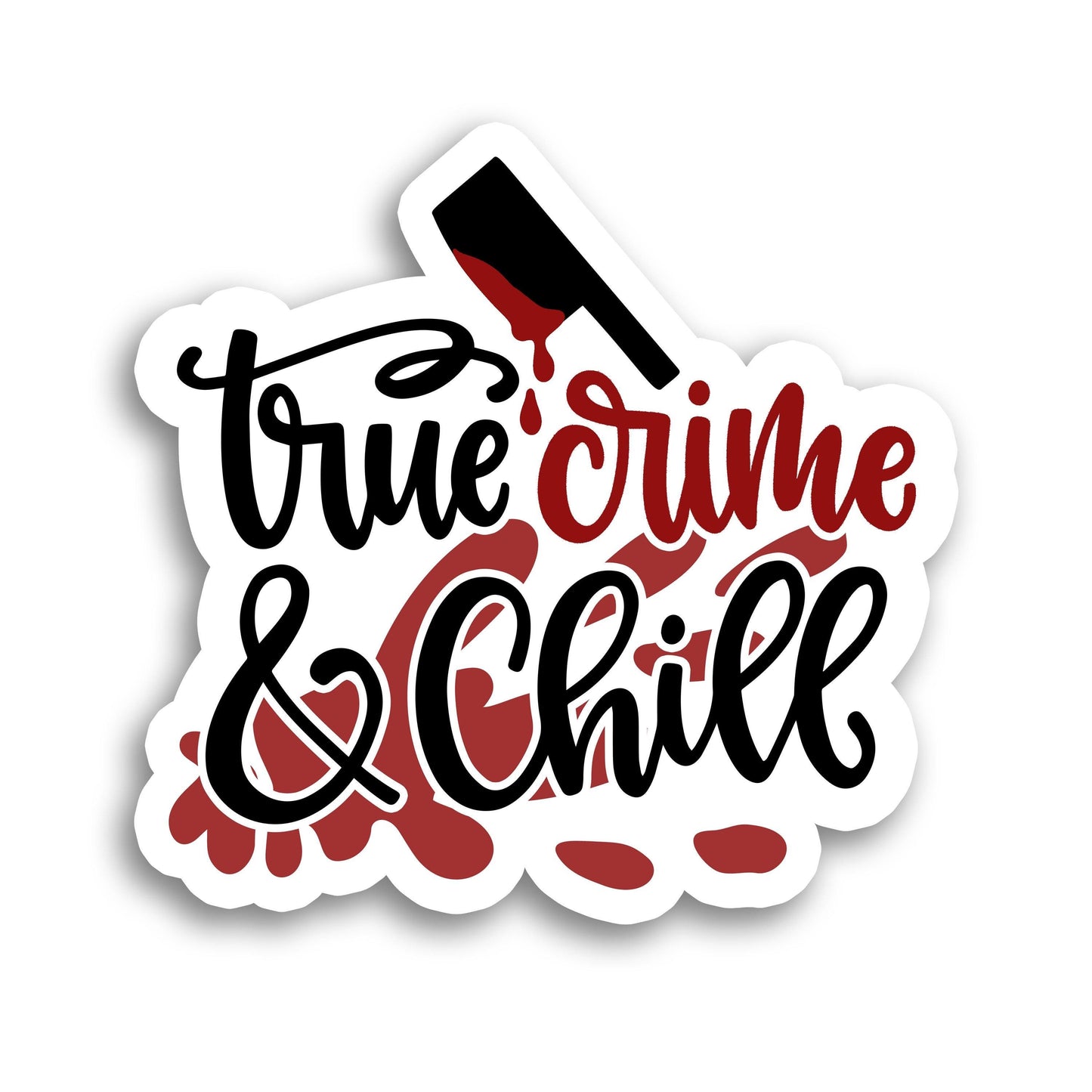 Custom True Crime Name Sticker, True Crime and Chill, Waterproof Aesthetic Decal, Party Favor for Mystery Lover, Vinyl Sticker for Laptop