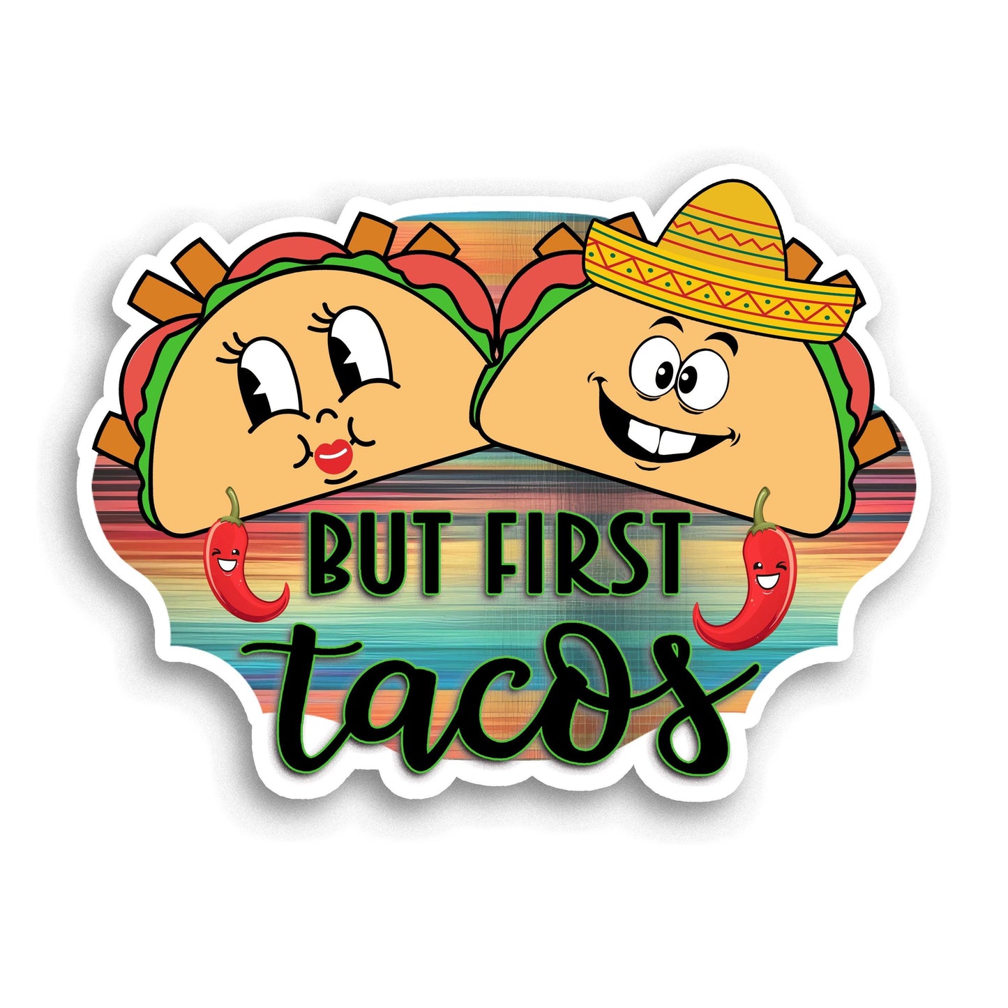 Funny Water Bottle Sticker, Taco Tuesday Decal, But First Tacos, Waterproof Label, Taco Party Favor, Cute Food Sticker, Taco Lover Gift