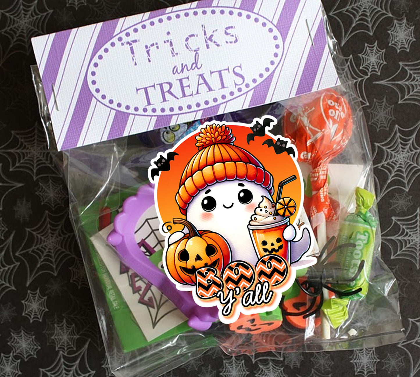 Fall Ghost Stickers, Cute Boo Decal, Pumpkin Spice Bats, Boo Y&#39;all Design, Waterproof Label, Treat Bag, Halloween Bucket Decoration