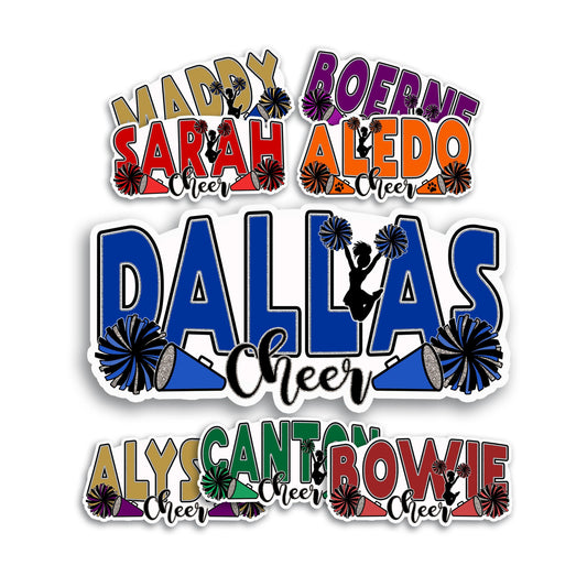 Custom Cheer Text Sticker, Homecoming Decal, Cheerleader Sticker, School Spirit, Team Sticker, Sports Decal, Personalized Cheer Squad Gift