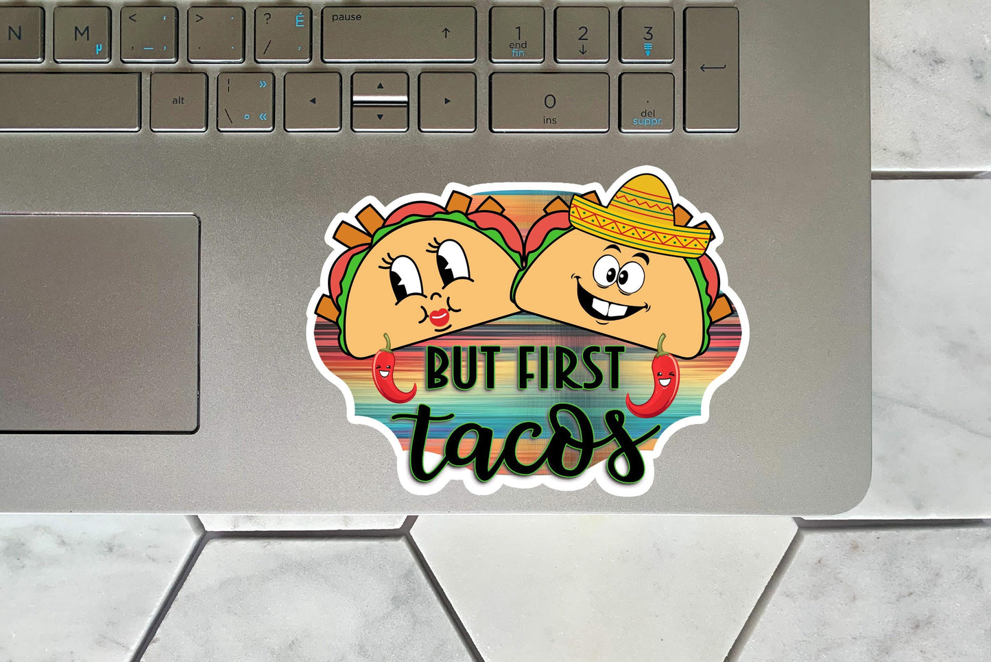 Funny Water Bottle Sticker, Taco Tuesday Decal, But First Tacos, Waterproof Label, Taco Party Favor, Cute Food Sticker, Taco Lover Gift