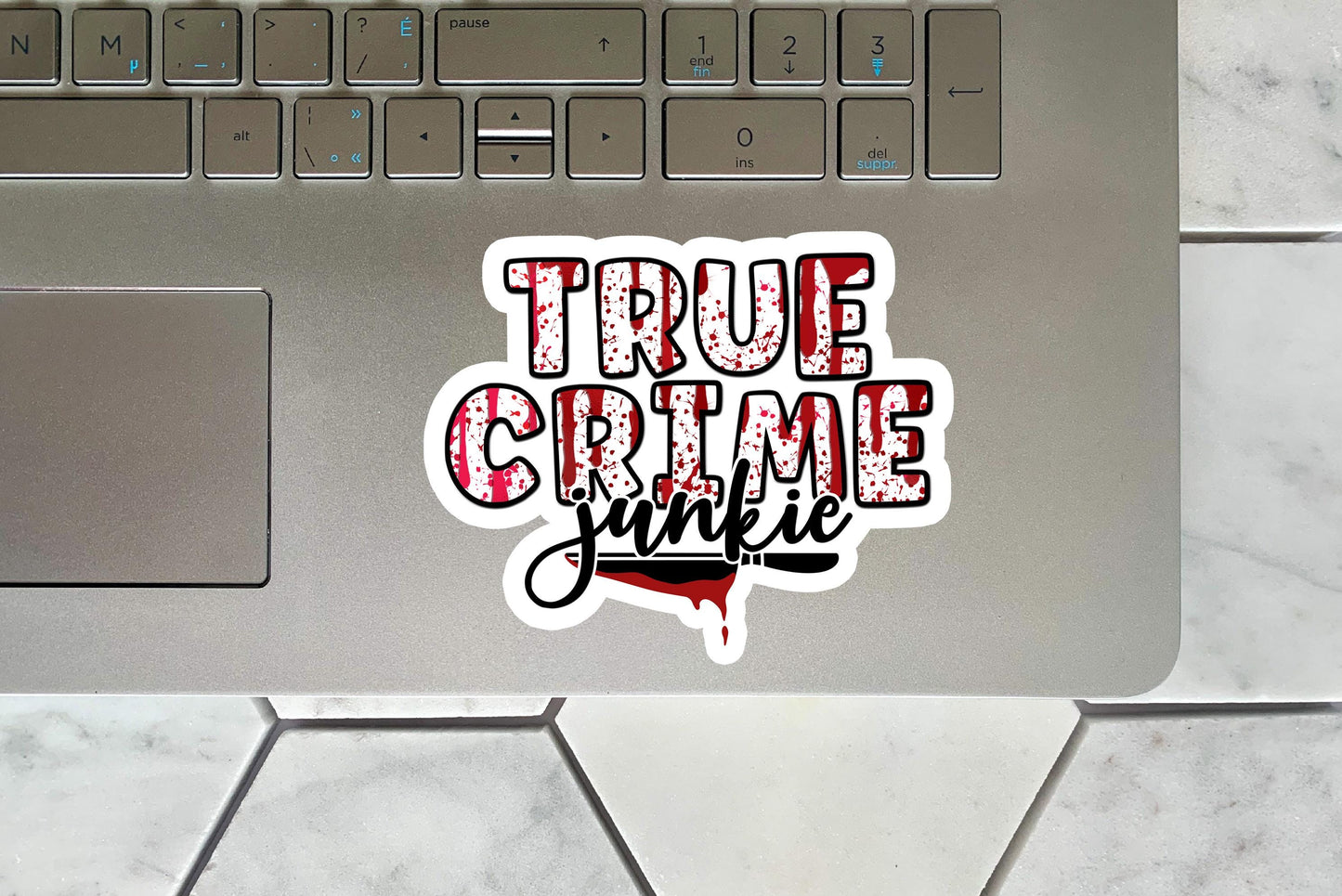 Custom True Crime Name Sticker, Waterproof Decal, Aesthetic Mystery Lover Gift, Vinyl Water Bottle Sticker, Laptop Accessory, Party Favor