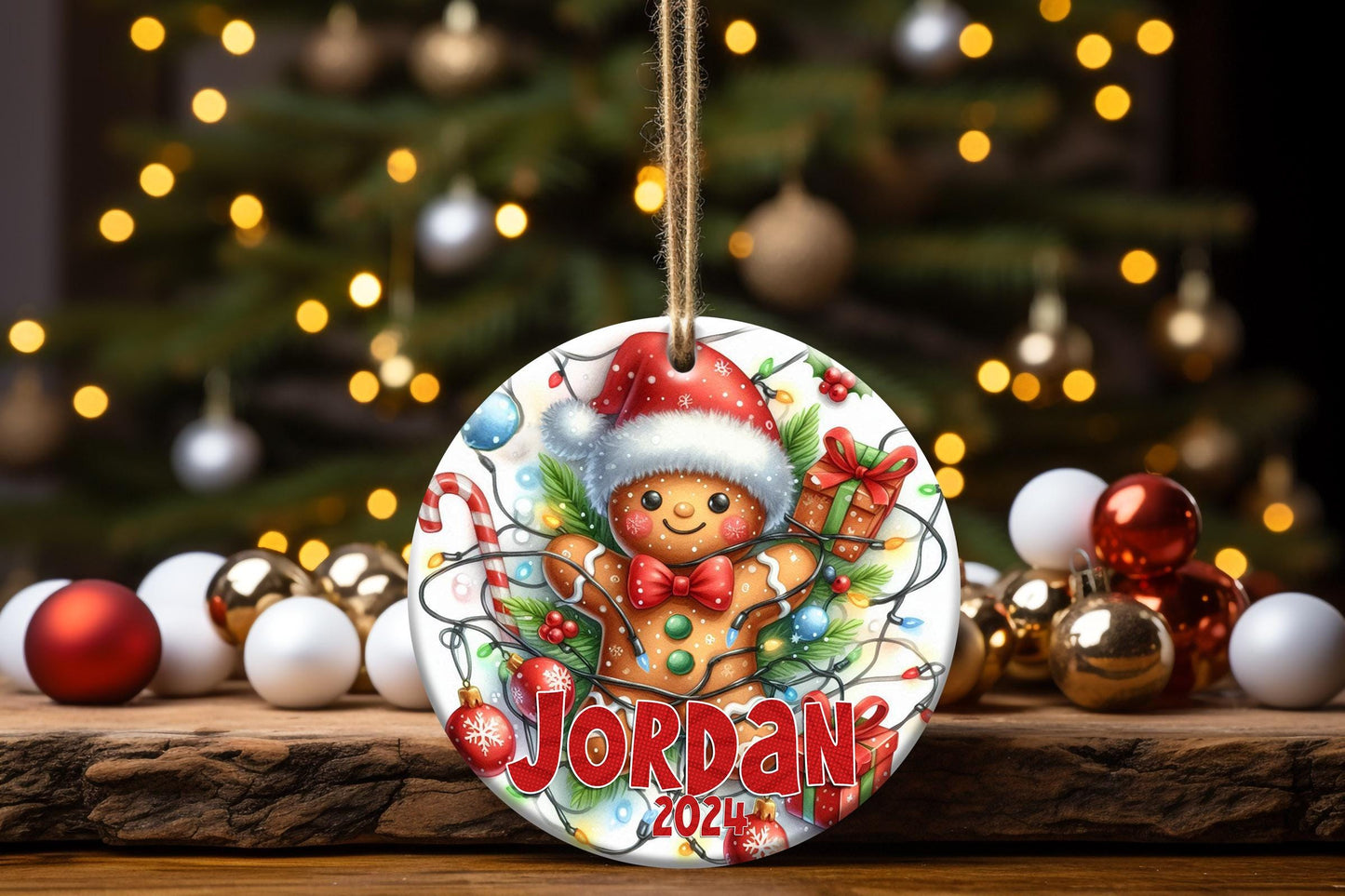 Personalized Christmas Ornament, Cute Gingerbread Man, Custom Keepsake, Add Name and Year, Gift for Kids, Grandkids, Family, Friends