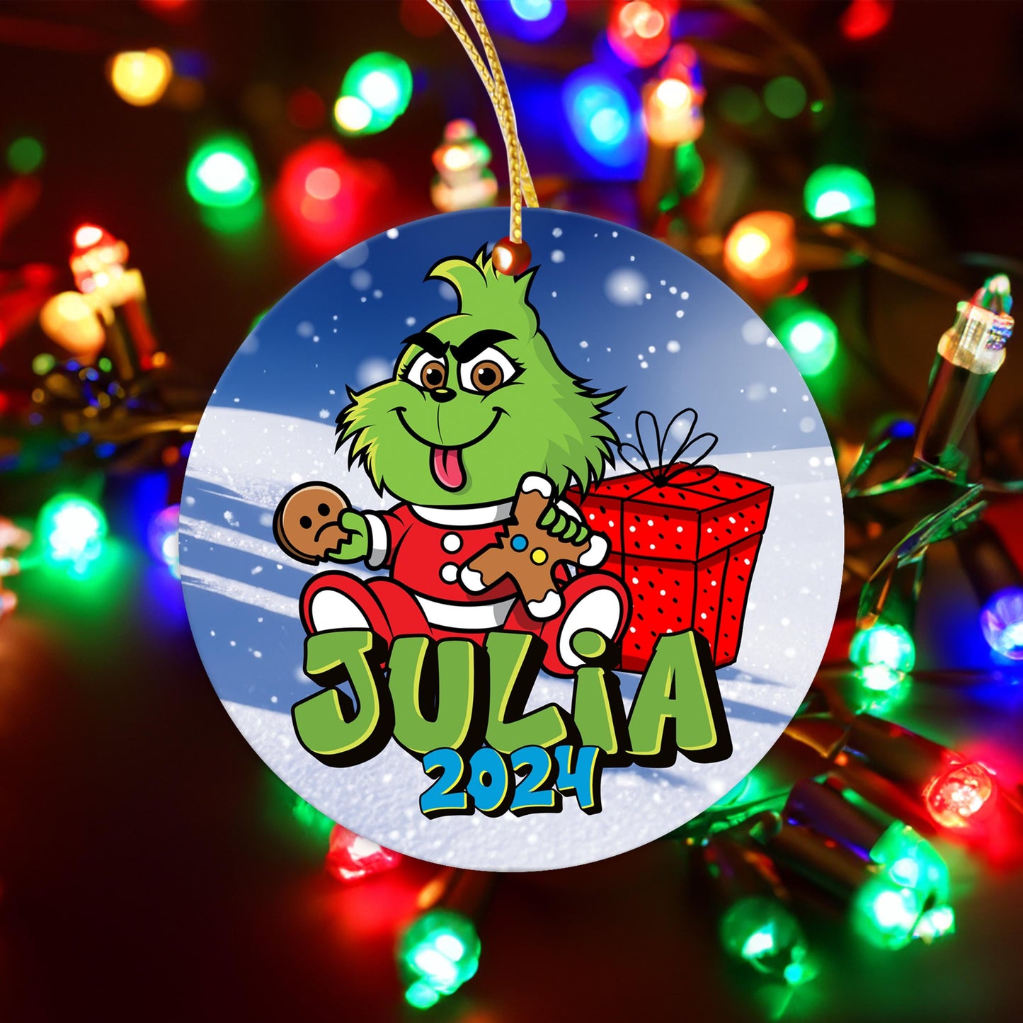 Personalized Christmas Ornament, Custom Name Year, Funny Holiday Gift, Kids, Grand-kids, Family, Friends Keepsake, Holiday Cheer Decoration