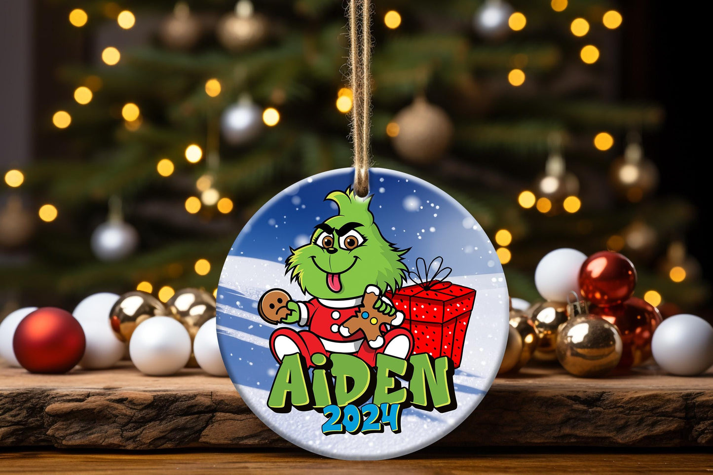 Personalized Christmas Ornament, Custom Name Year, Funny Holiday Gift, Kids, Grand-kids, Family, Friends Keepsake, Holiday Cheer Decoration