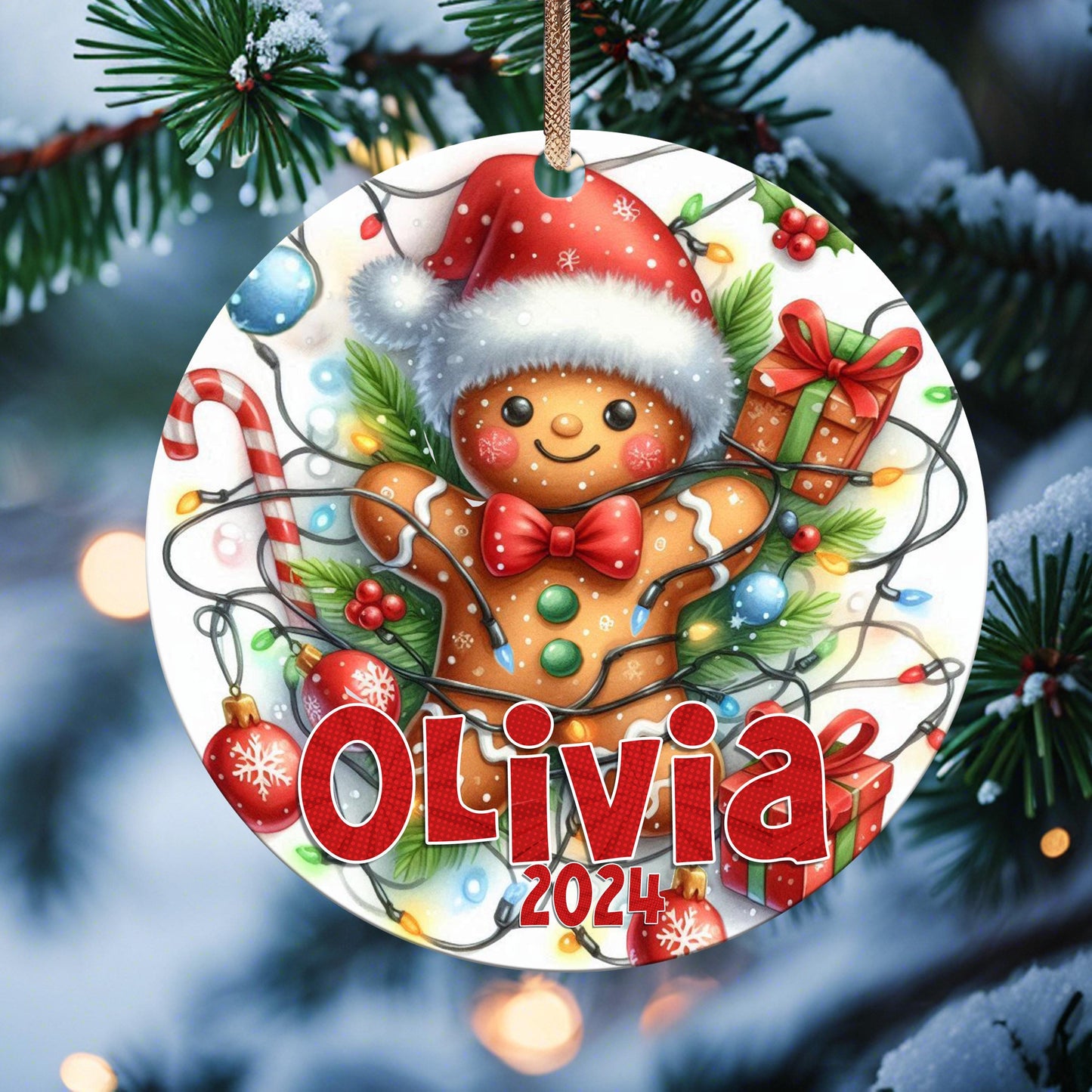 Personalized Christmas Ornament, Cute Gingerbread Man, Custom Keepsake, Add Name and Year, Gift for Kids, Grandkids, Family, Friends