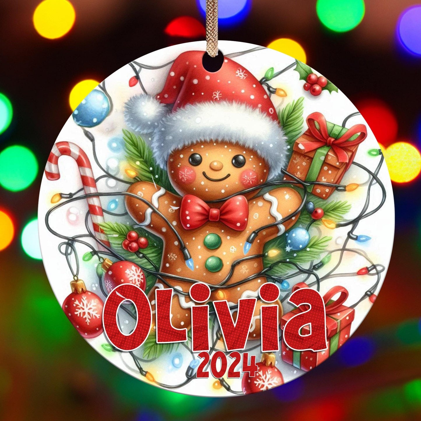 Personalized Christmas Ornament, Cute Gingerbread Man, Custom Keepsake, Add Name and Year, Gift for Kids, Grandkids, Family, Friends