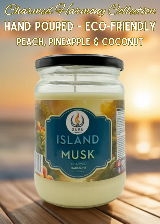 Island Musk 14 oz Guru Candle - Hand Poured - Eco-Friendly - Peach, Pineapple & Coconut