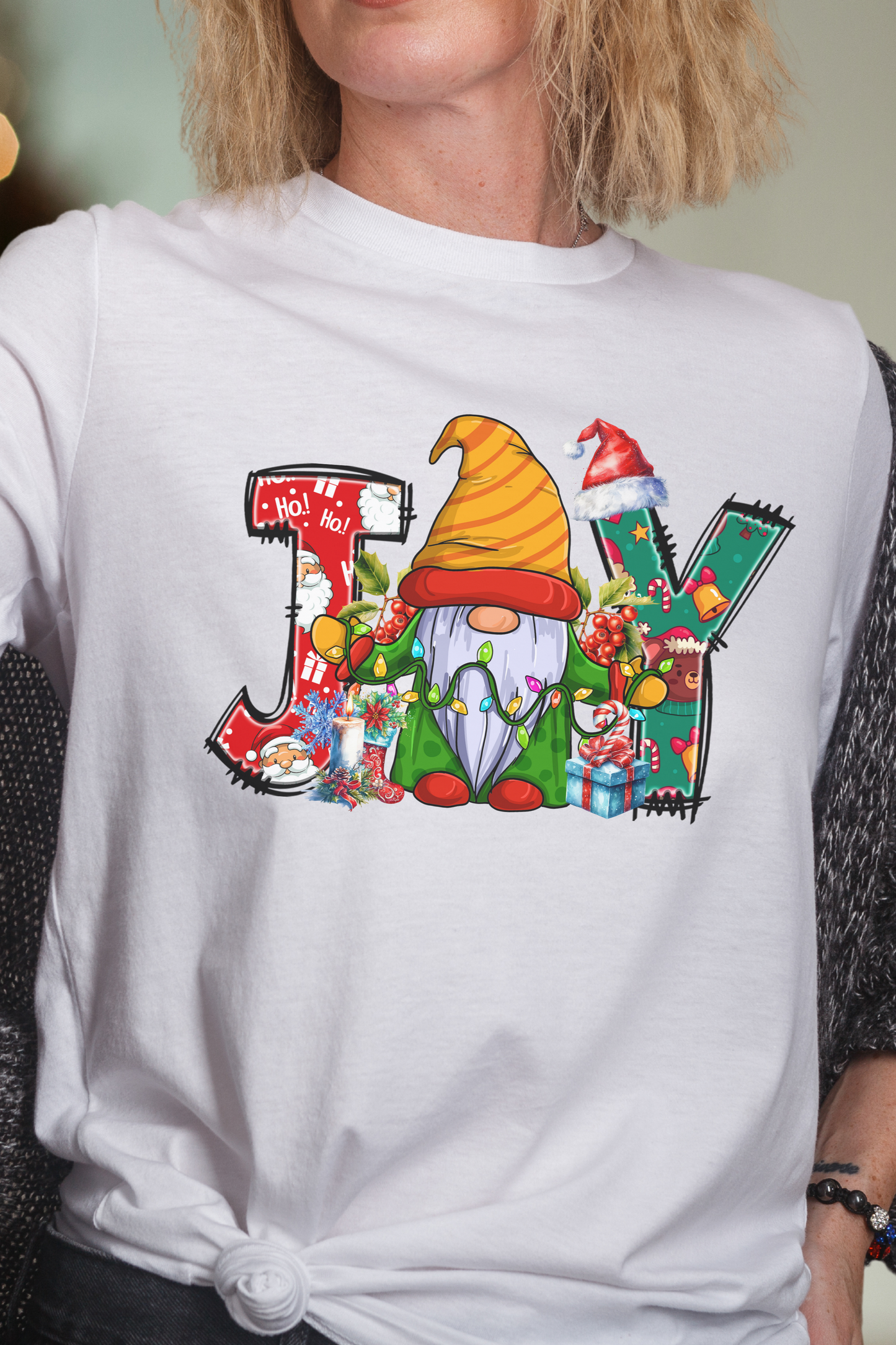 Christmas Gnome 'Joy' Shirt – Festive Holiday Graphic Tee