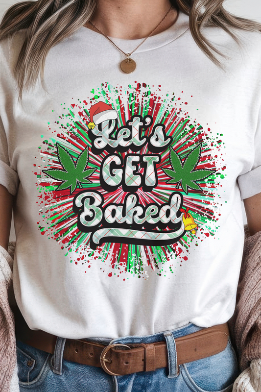 Funny Christmas Marijuana Shirt – 'Let's Get Baked' Holiday Graphic Tee